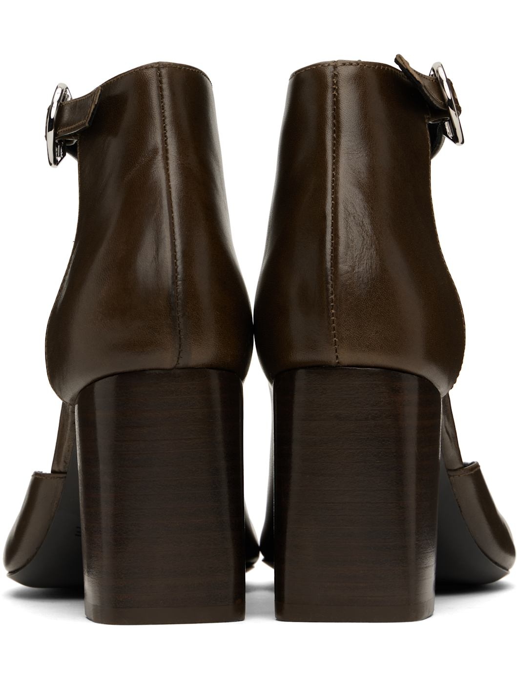 Brown Cut Out Ankle Boots - 2