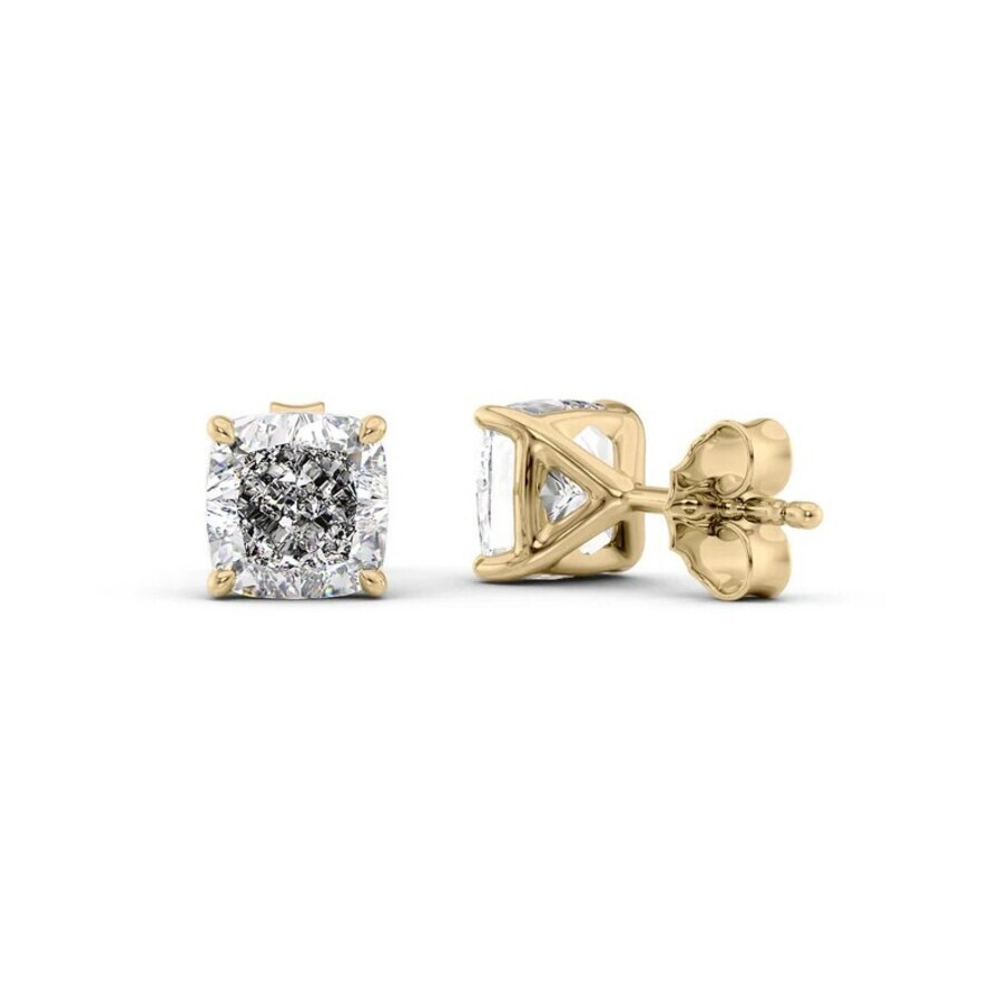 Tresorra - Tresorra 14K Yellow Gold 2 ctw Cushion Cut Lab-Grown Diamond IGI Certified Stud Earrings - 2