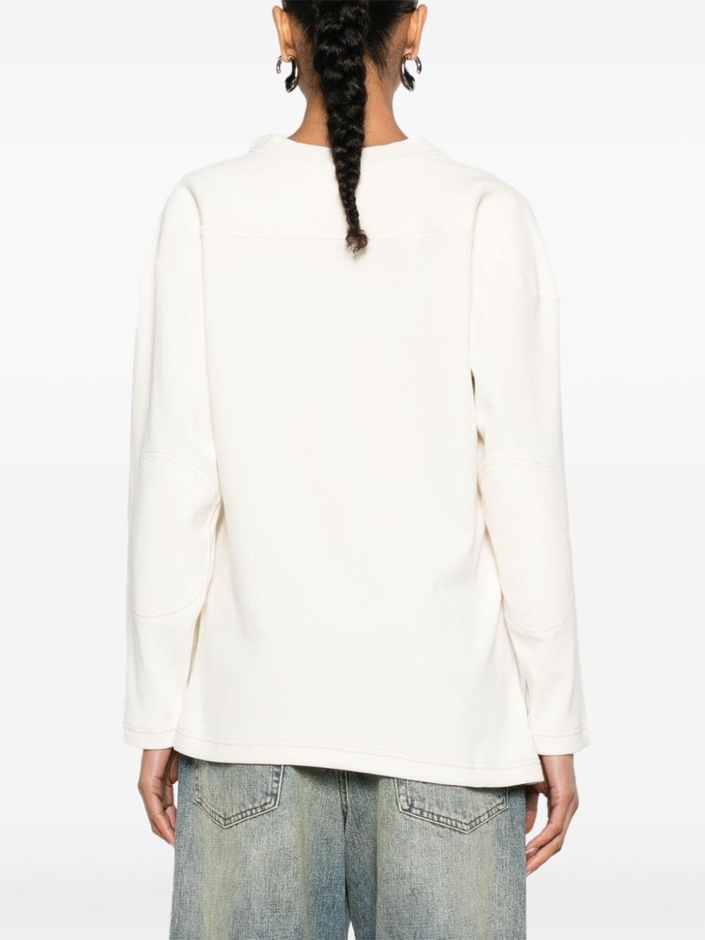 numbers-embroidered cotton sweatshirt - 4