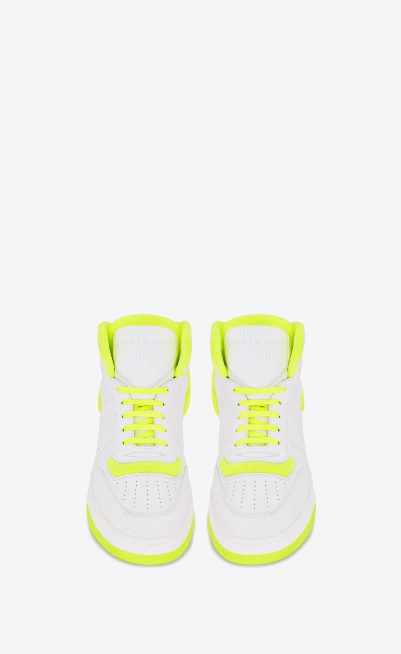 SAINT LAURENT sl/80 mid-top sneakers in smooth and grained leather outlook
