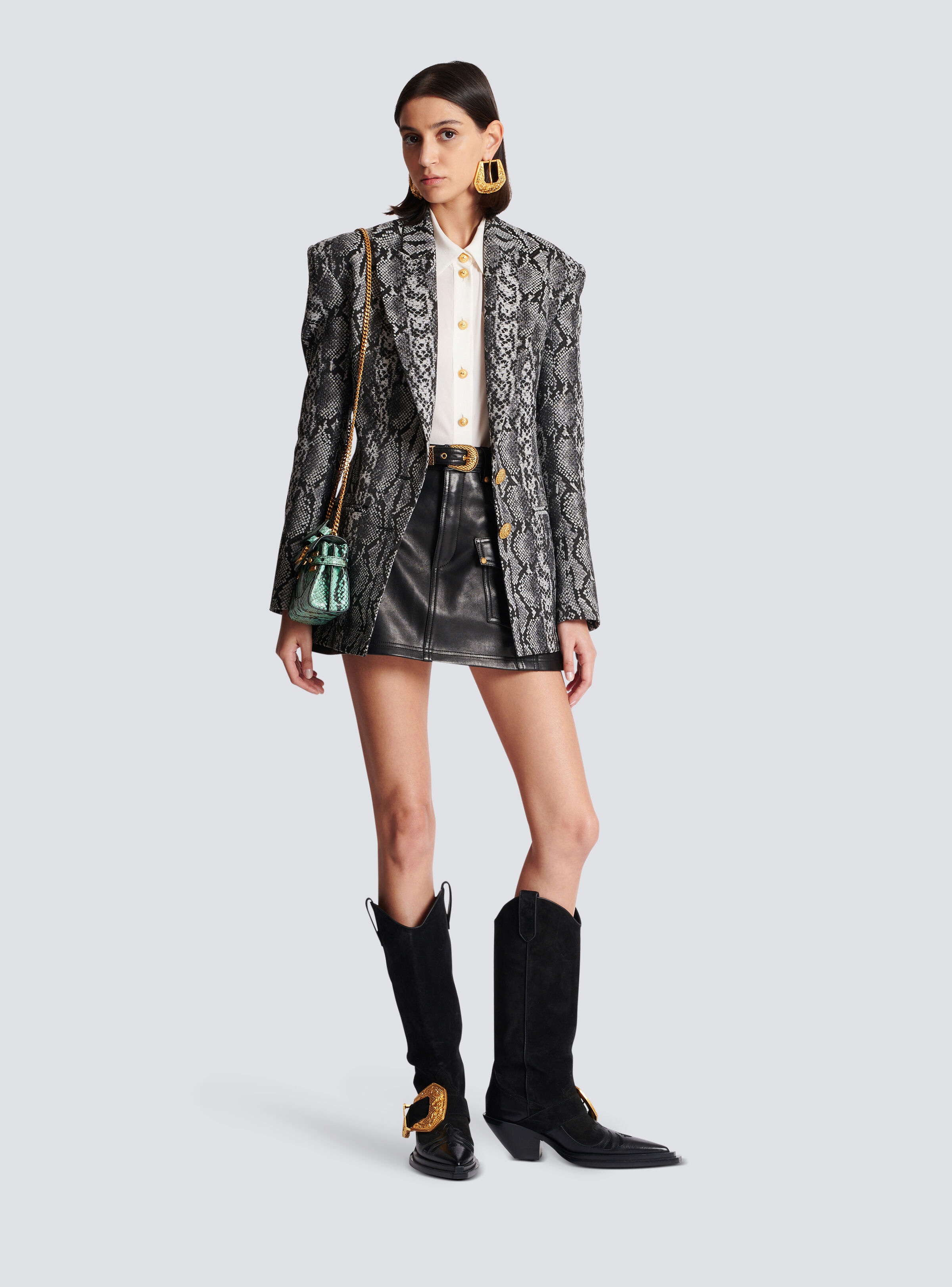 2-button jacquard snakeskin jacket - 2