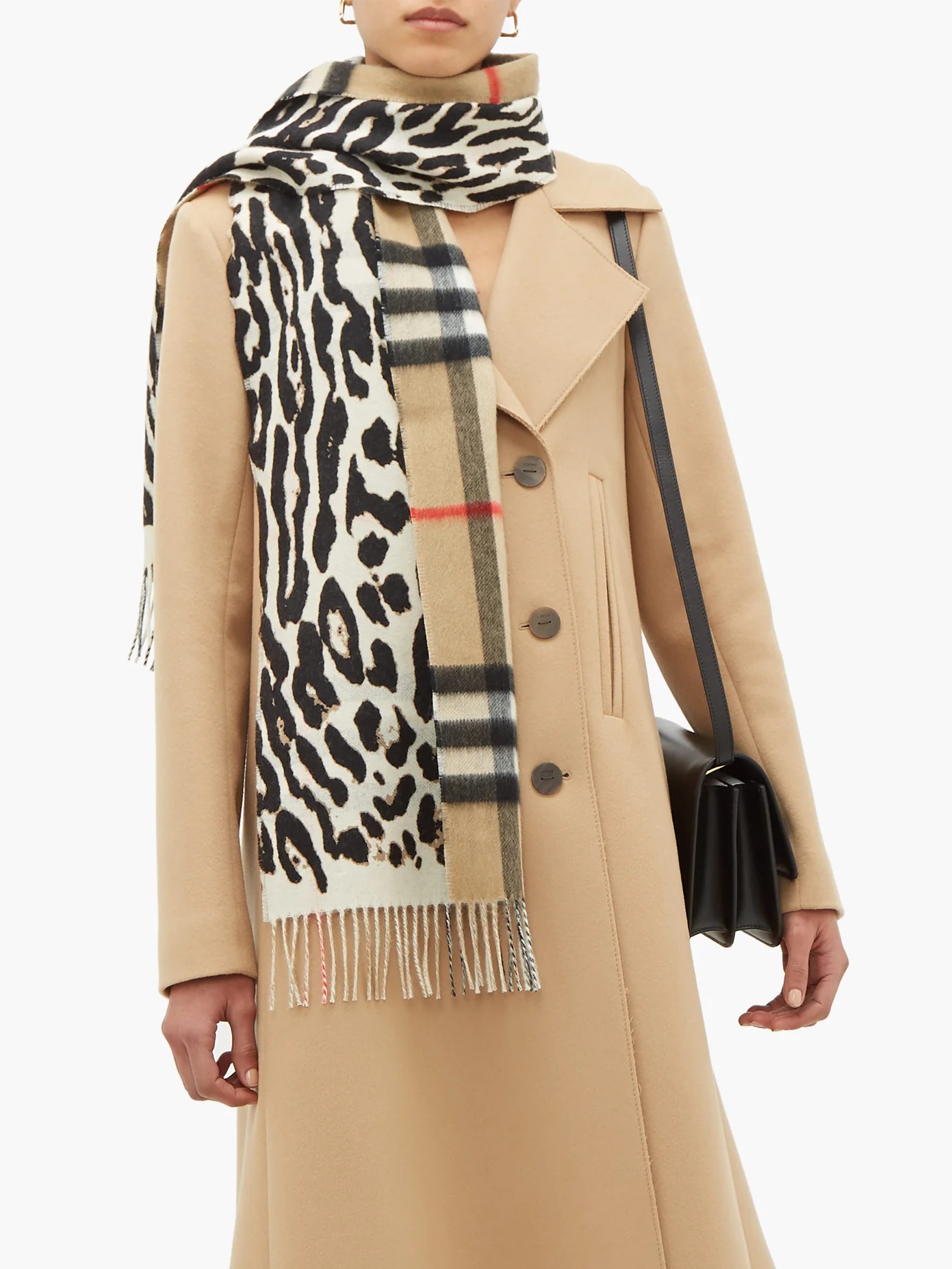 Leopard and Icon check cashmere scarf - 2