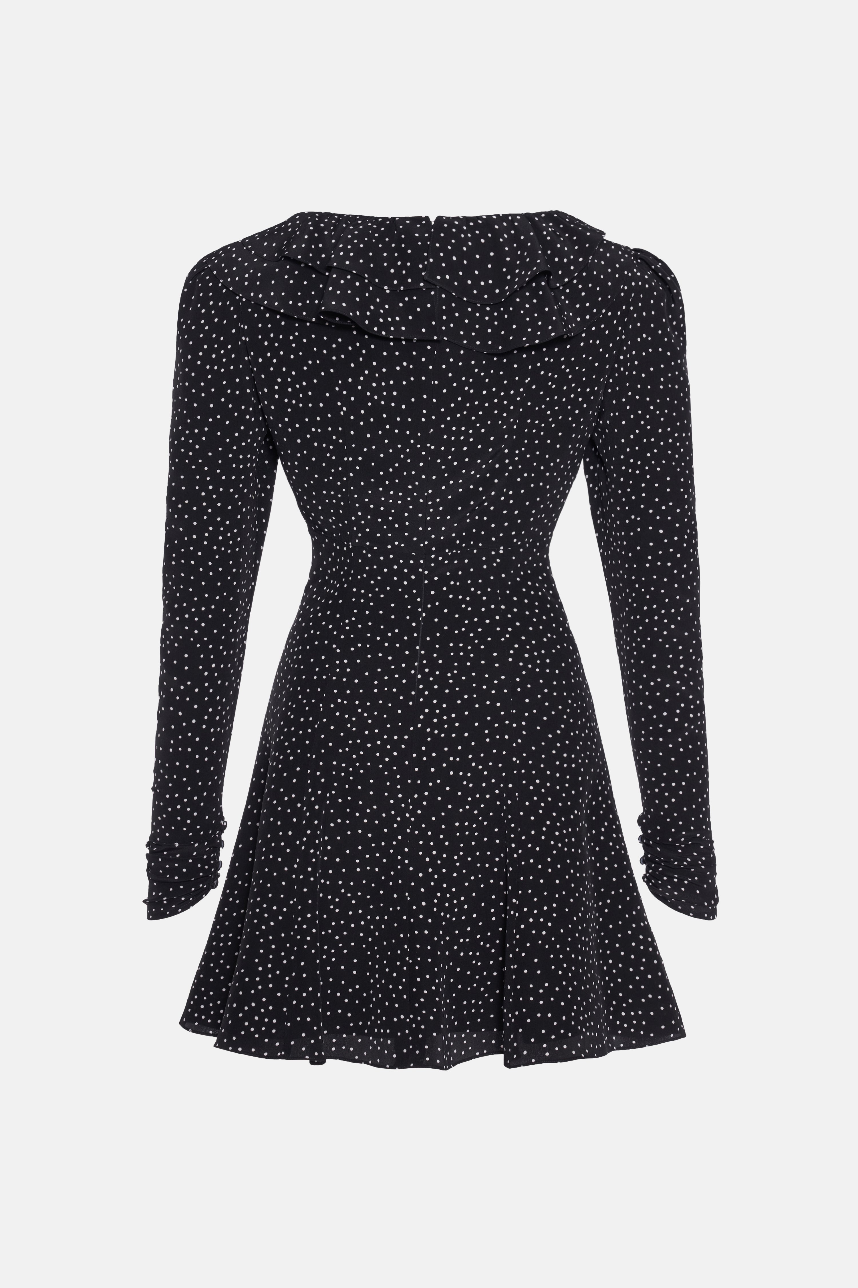 POLKA DOT SILK MINI DRESS WITH VOLANT COLLAR - 2