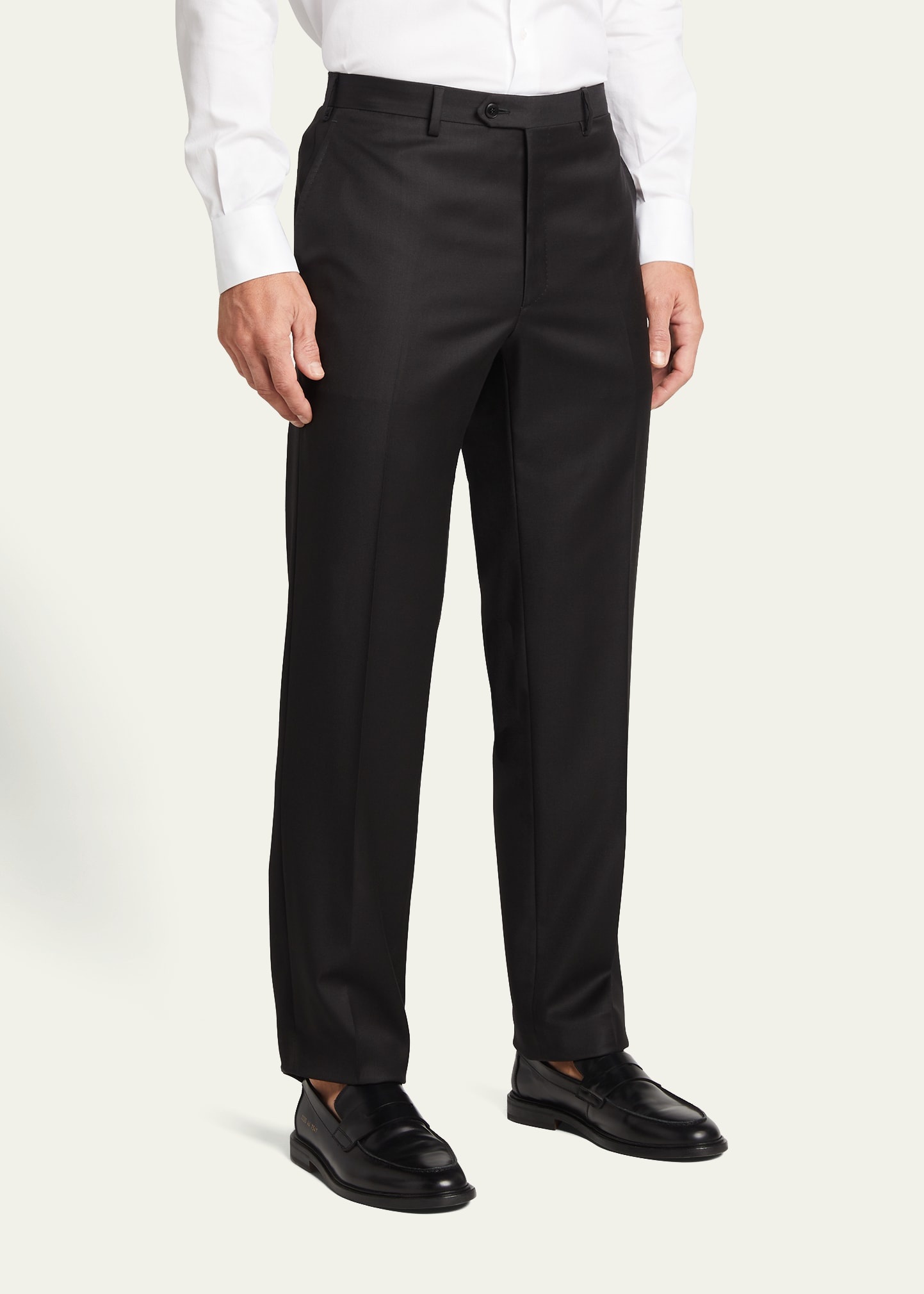 Men's Solid Wool Trousers - 4