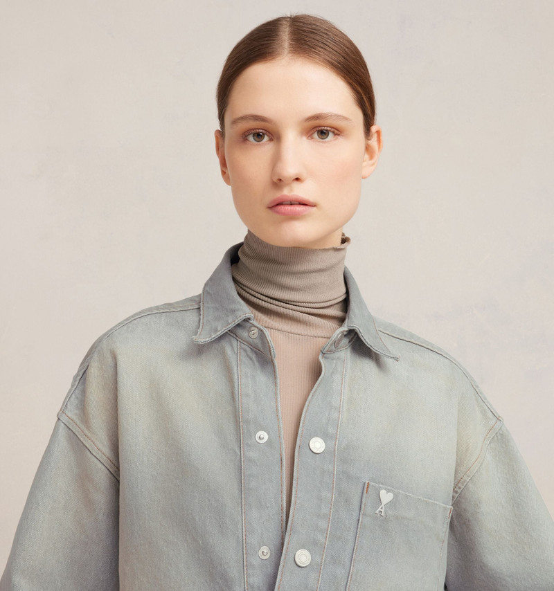AMI Paris Overshirt With Ami De Coeur Metal Stud outlook