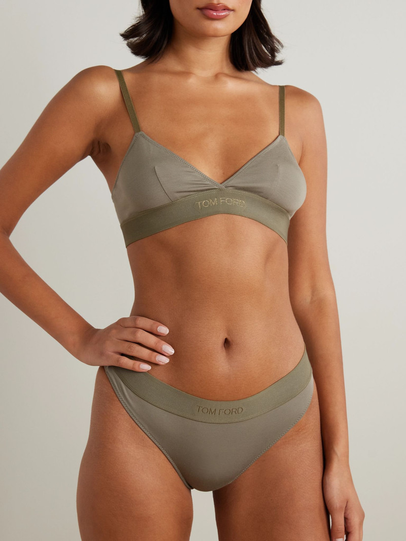 TOM FORD Stretch modal-jersey thong Green outlook