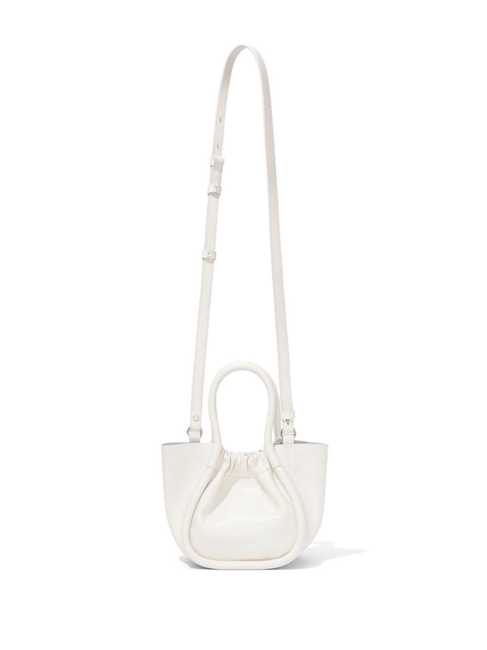 small ruched leather tote bag - 7