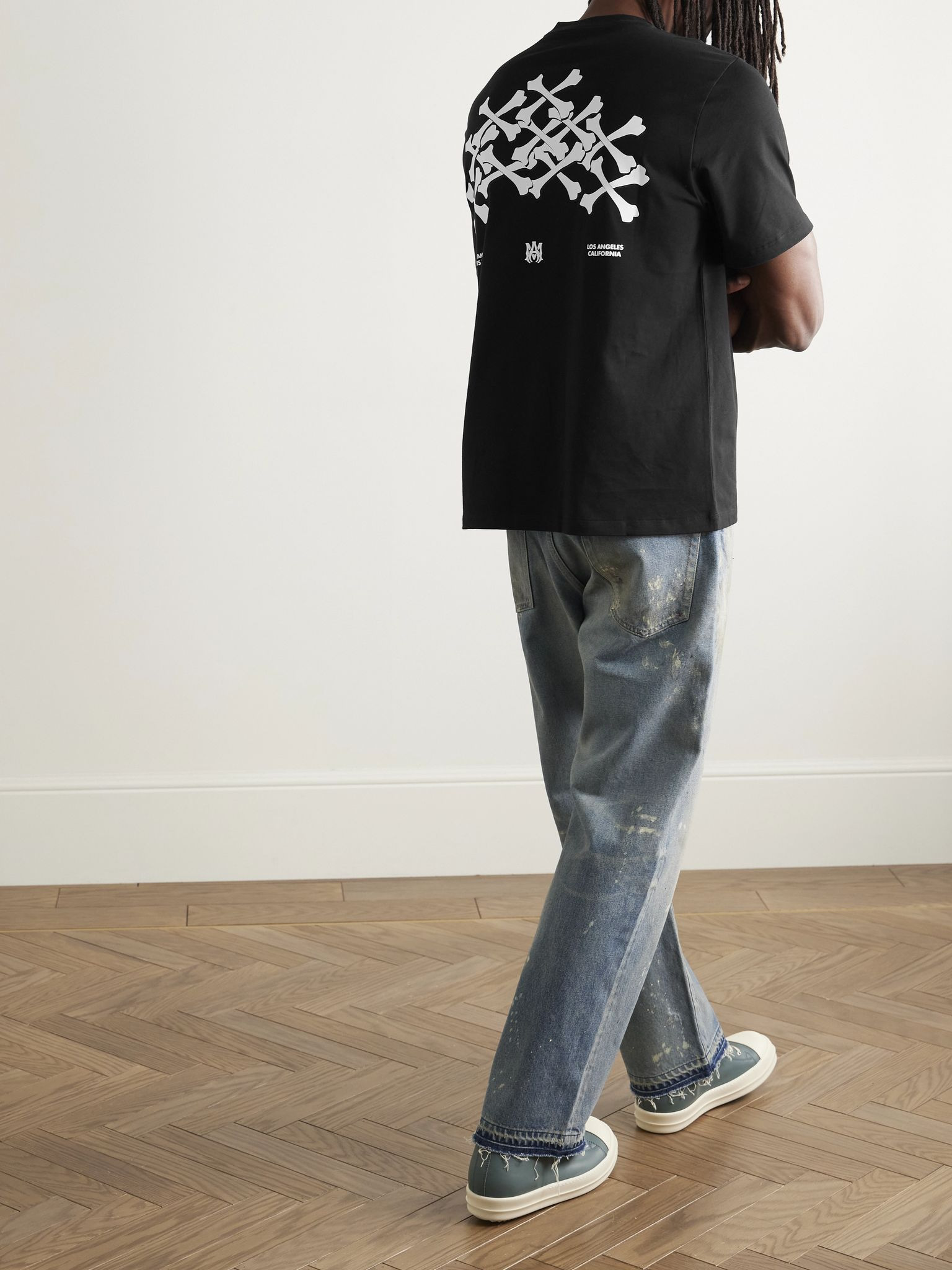 Bones Stacked Logo-Print Cotton-Jersey T-Shirt Black - 2
