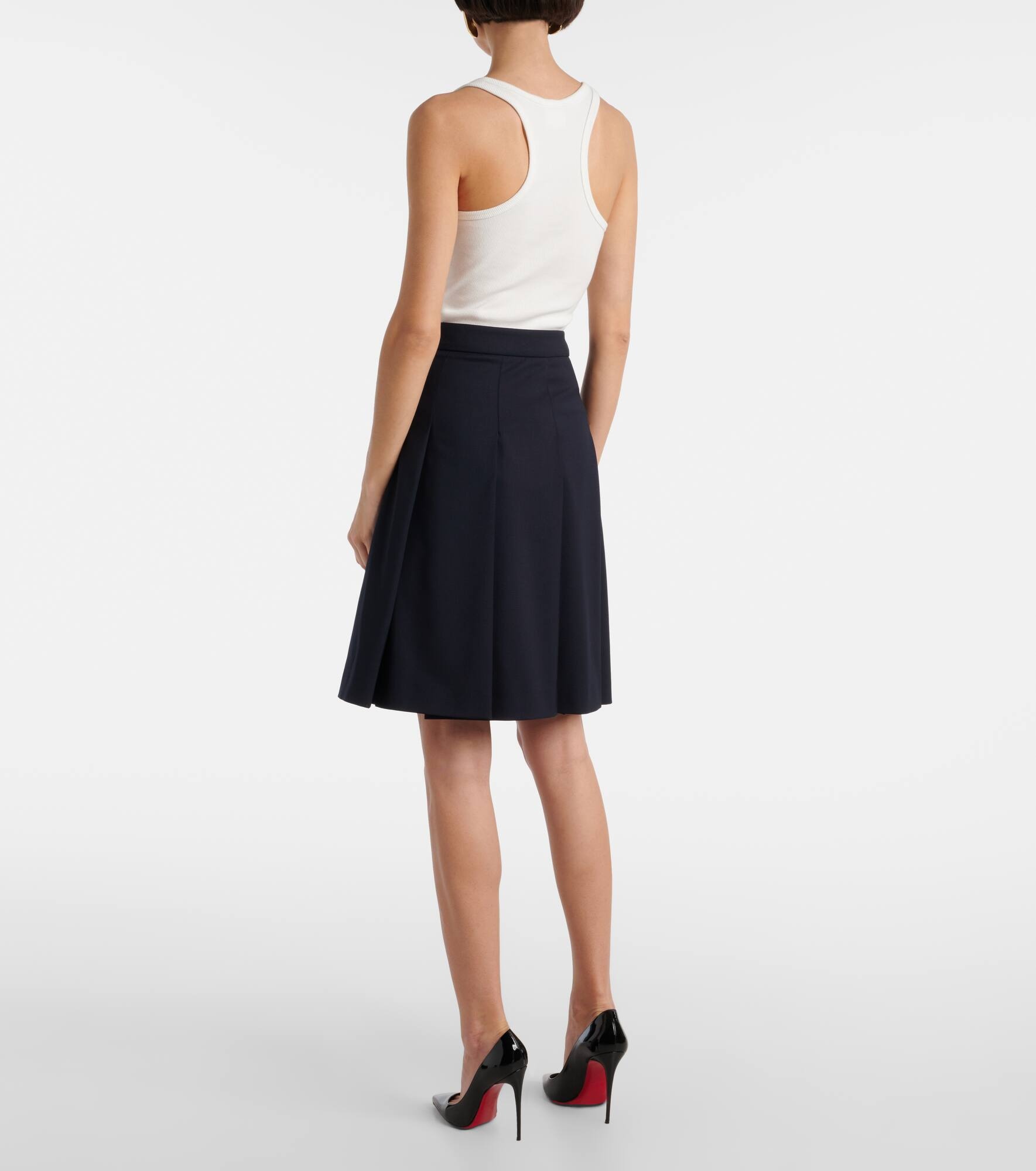 Pleated wool-blend miniskirt - 3