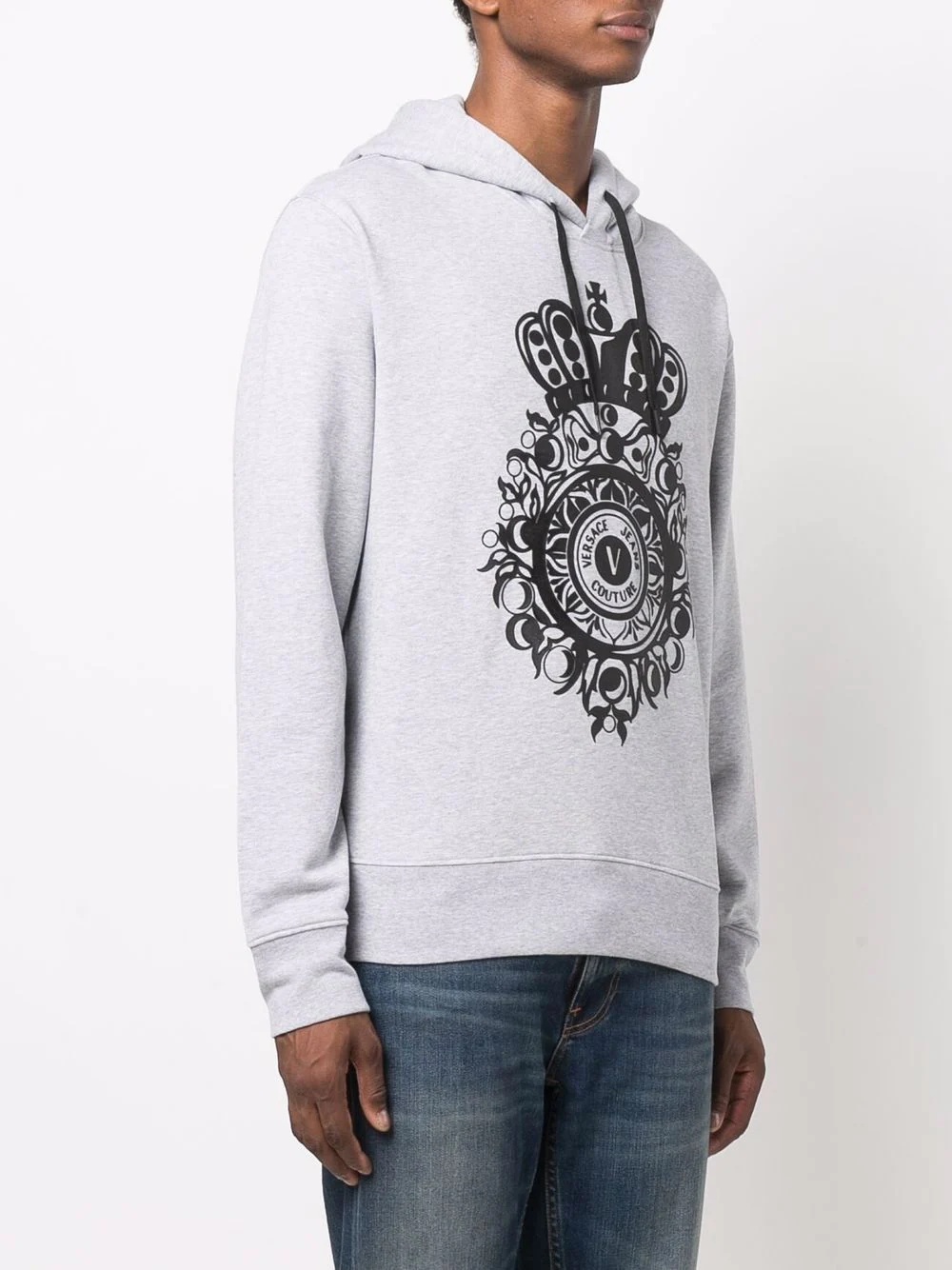 logo print drawstring hoodie - 3