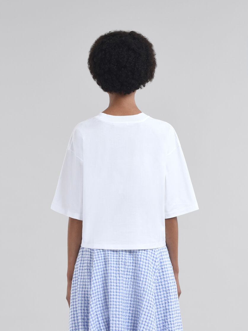 WHITE JERSEY COTTON T-SHIRT WITH CHECKED MARNI LOGO - 3