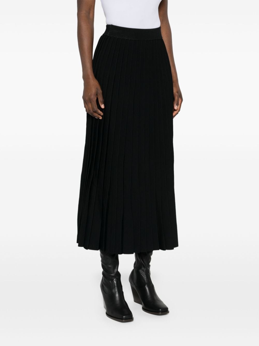 logo-jacquard pleated skirt - 3