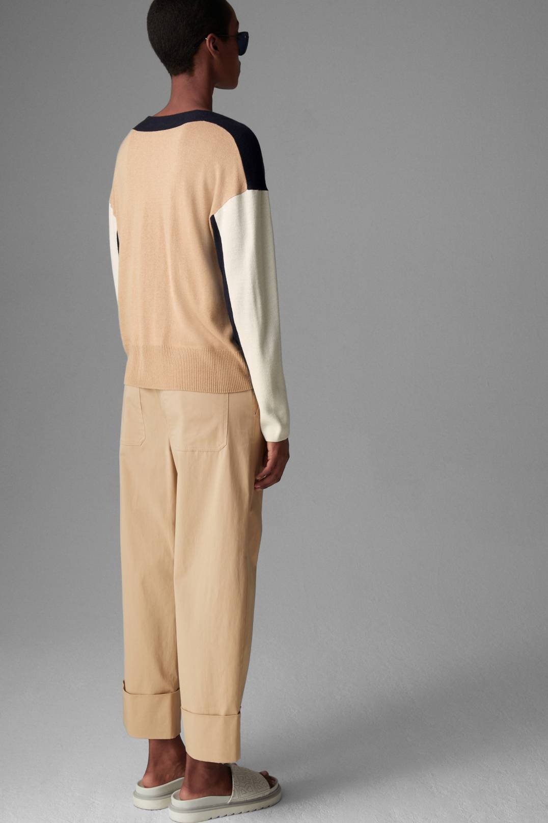 CARIA CARDIGAN IN NAVY BLUE/CAMEL - 3