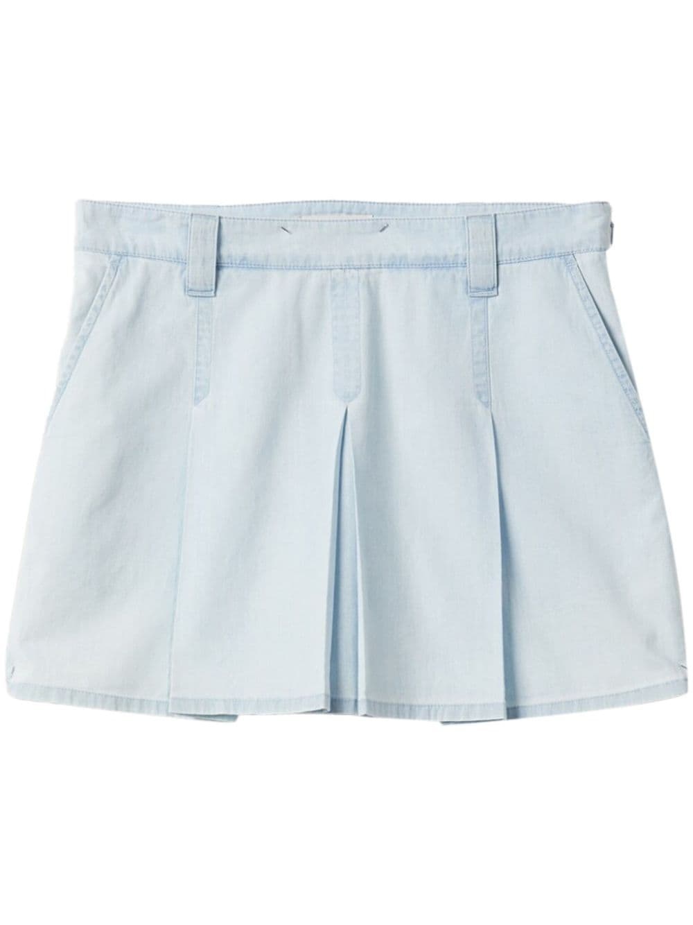 low-rise pleated chambray skirt - 1