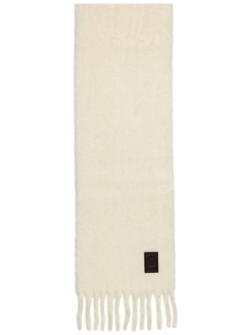 logo-patch fringed scarf - 1