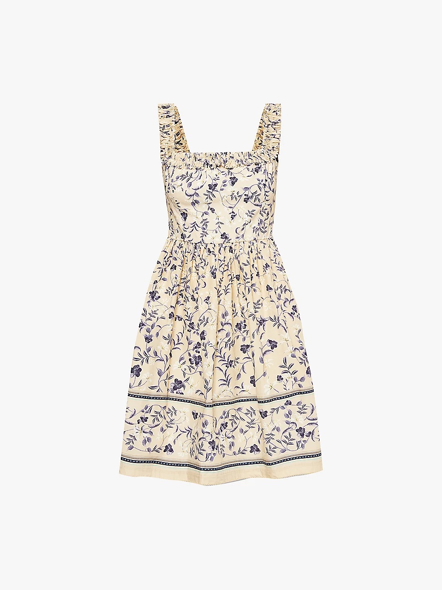 Achiote Café flower-print cotton-poplin mini dress - 1