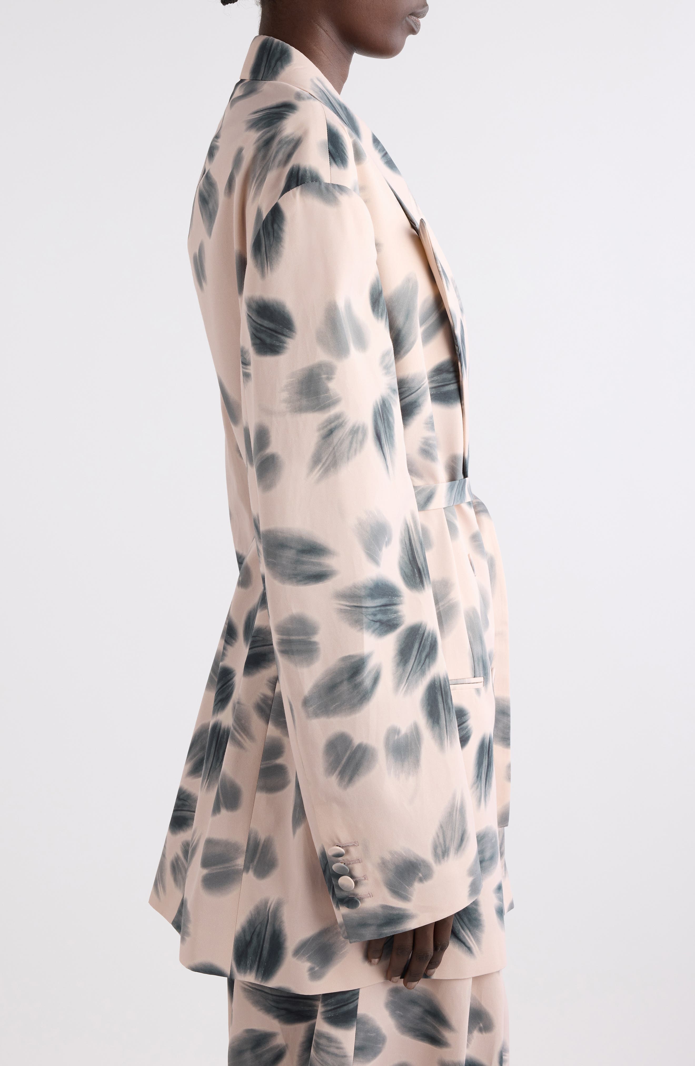 Dries Van Noten Blessy Floral Print Belted Double Breasted Blazer in Blush at Nordstrom - 4
