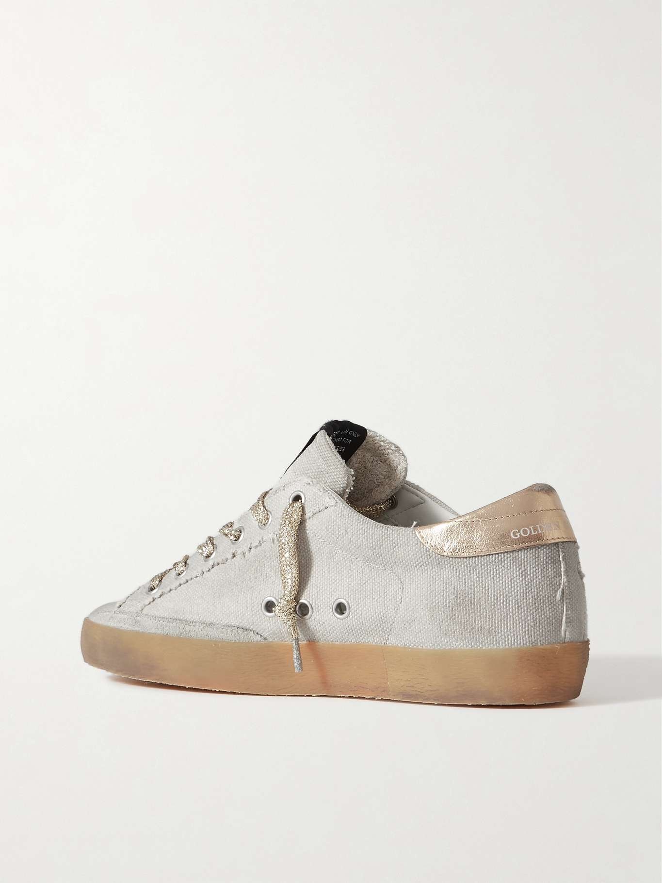 Super-Star suede and metallic leather-trimmed distressed canvas sneakers - 3