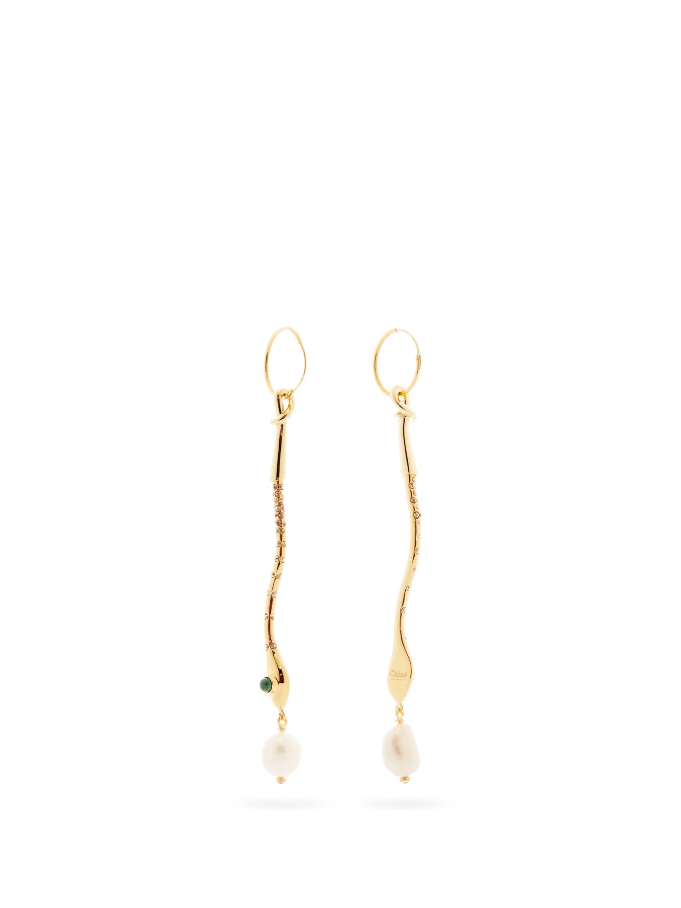 Crystal-embellished snake drop earrings - 4