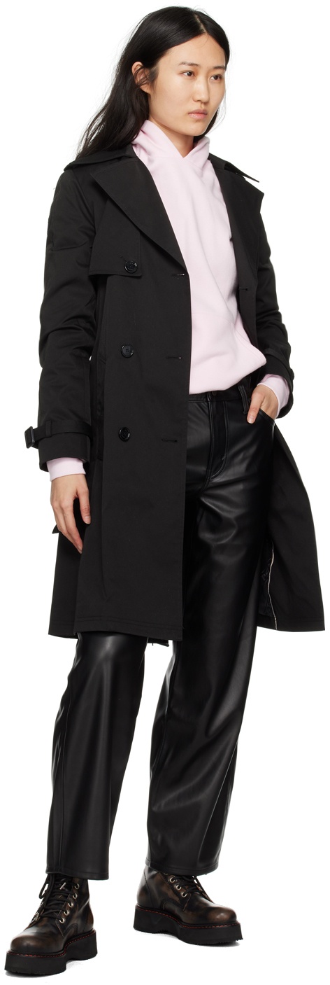 Black Baggy Dad Faux-Leather Trousers - 8