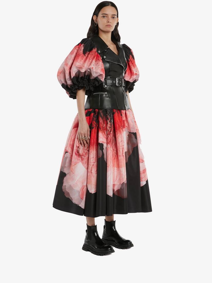 Anemone Print Biker Jacket in Black/pink - 3