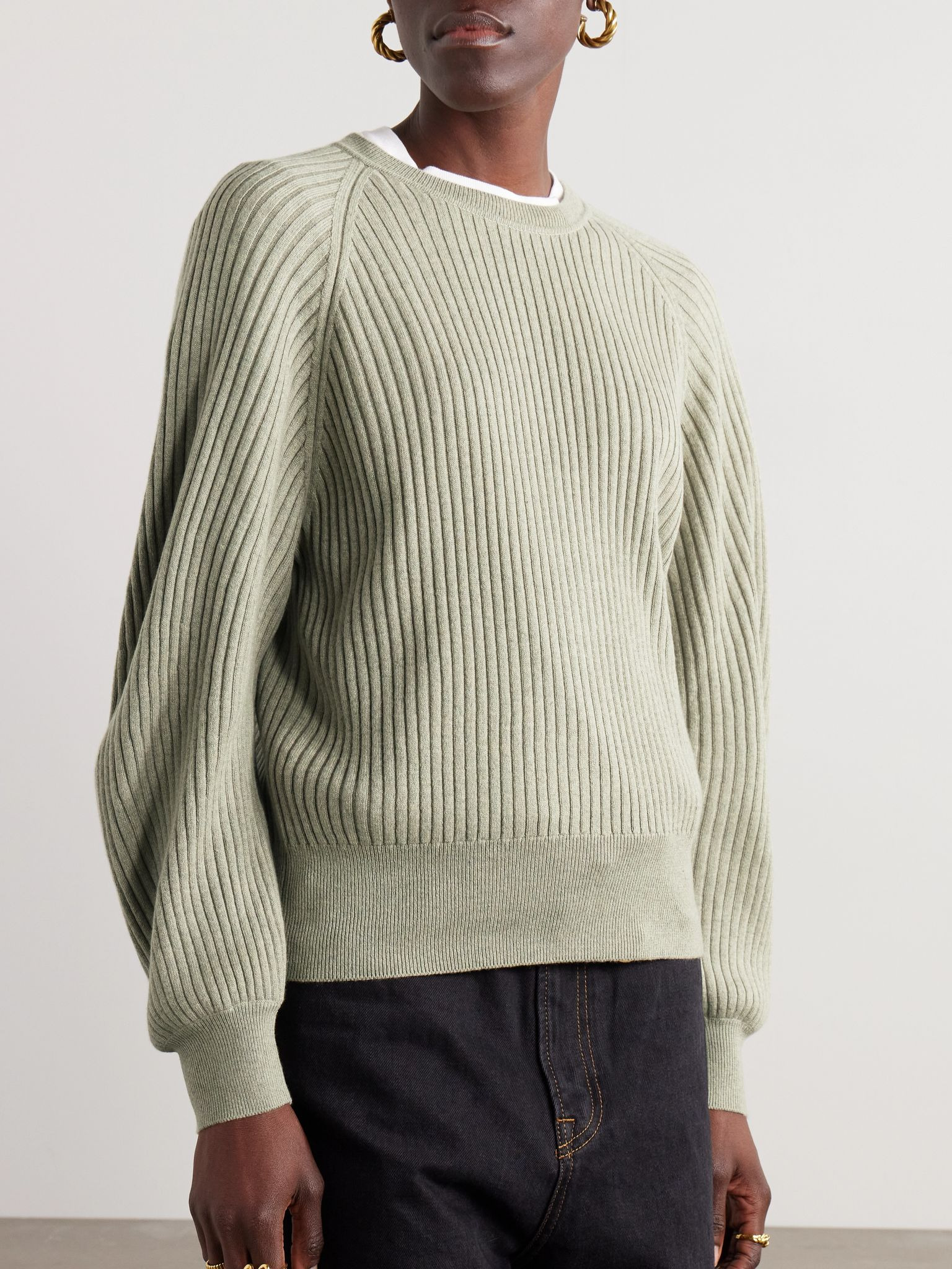Ribbed cashmere sweater Light green - 3