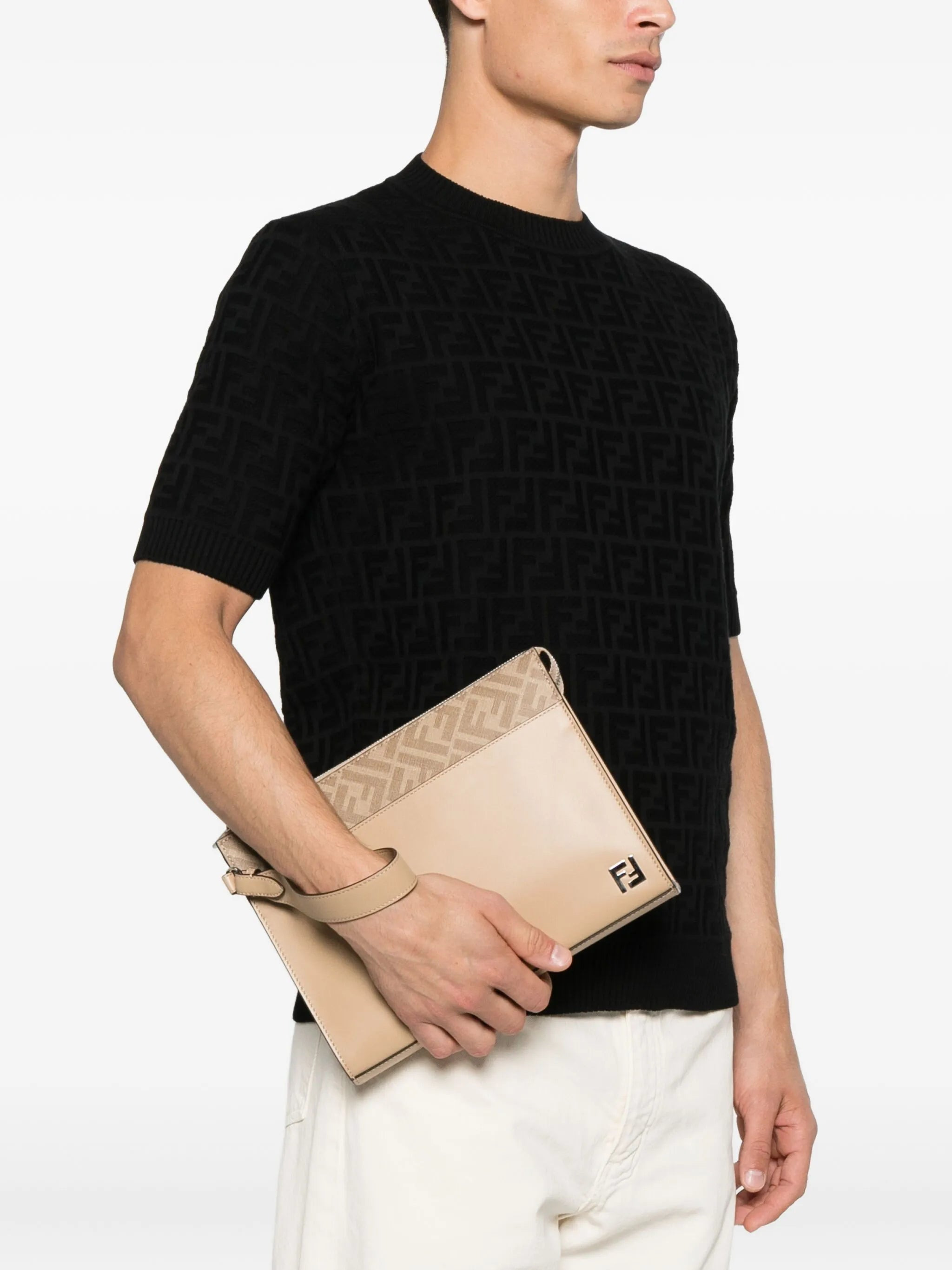 Fendi FF-motif Leather Clutch Bag - 5