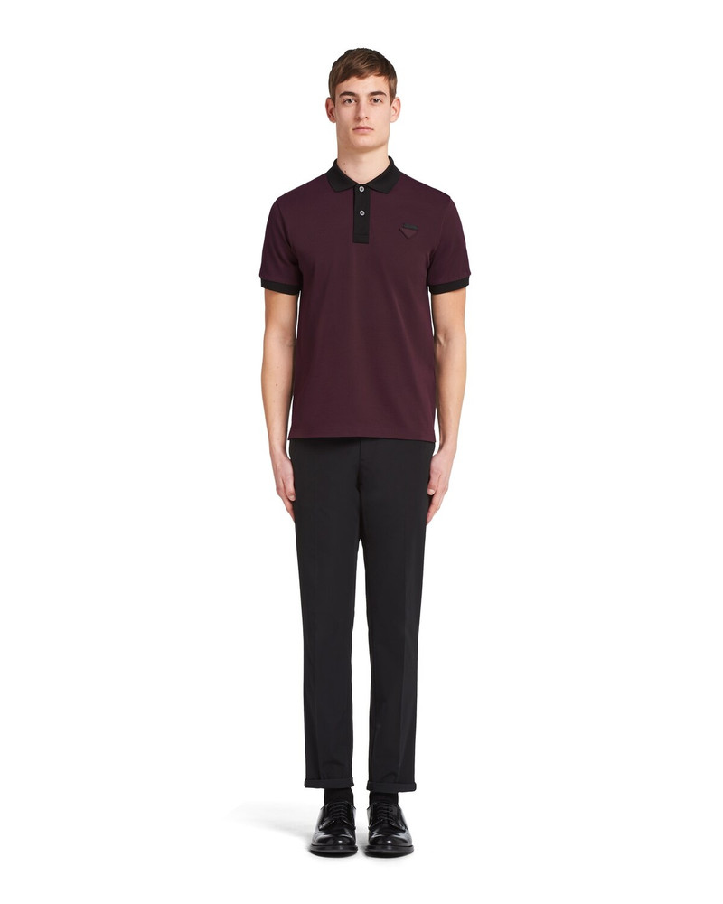 Prada Two-tone piqué polo shirt outlook