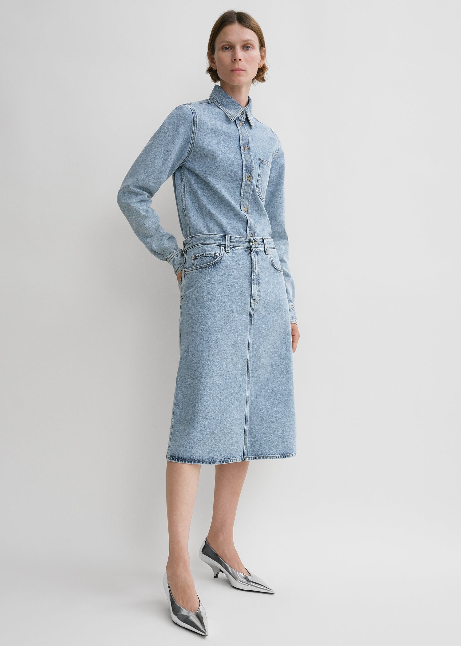 Denim midi skirt cool blue - 3