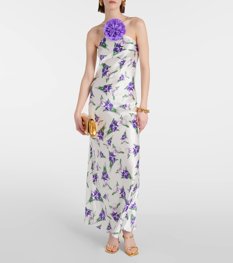 RODARTE Floral-appliqué silk gown outlook