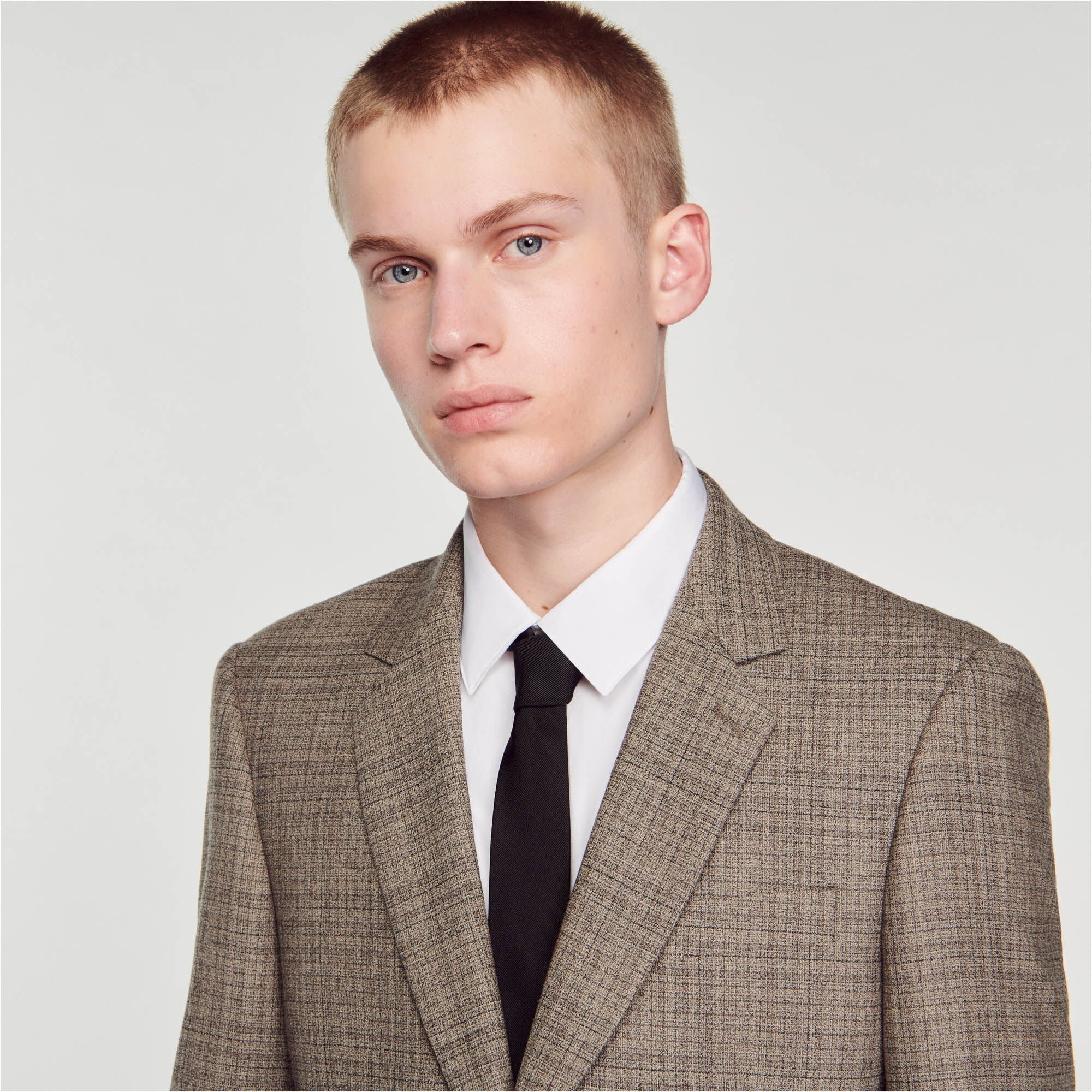 WOOL CHECKED SUIT JACKET - 4