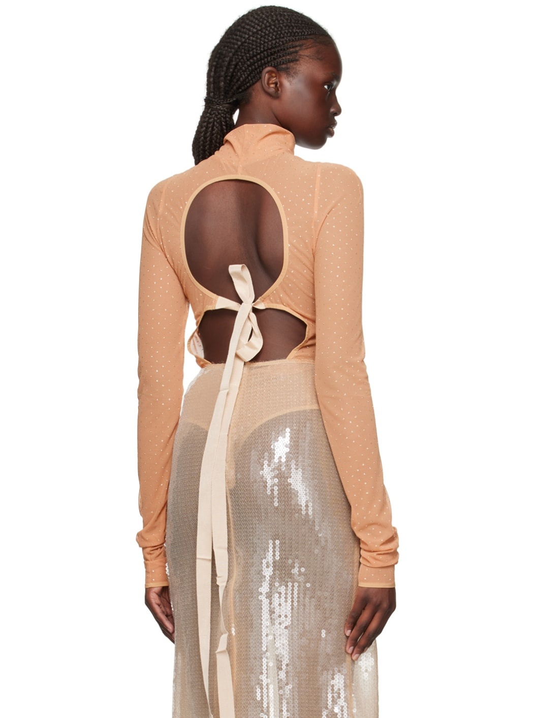Beige Glitter Bodysuit - 3