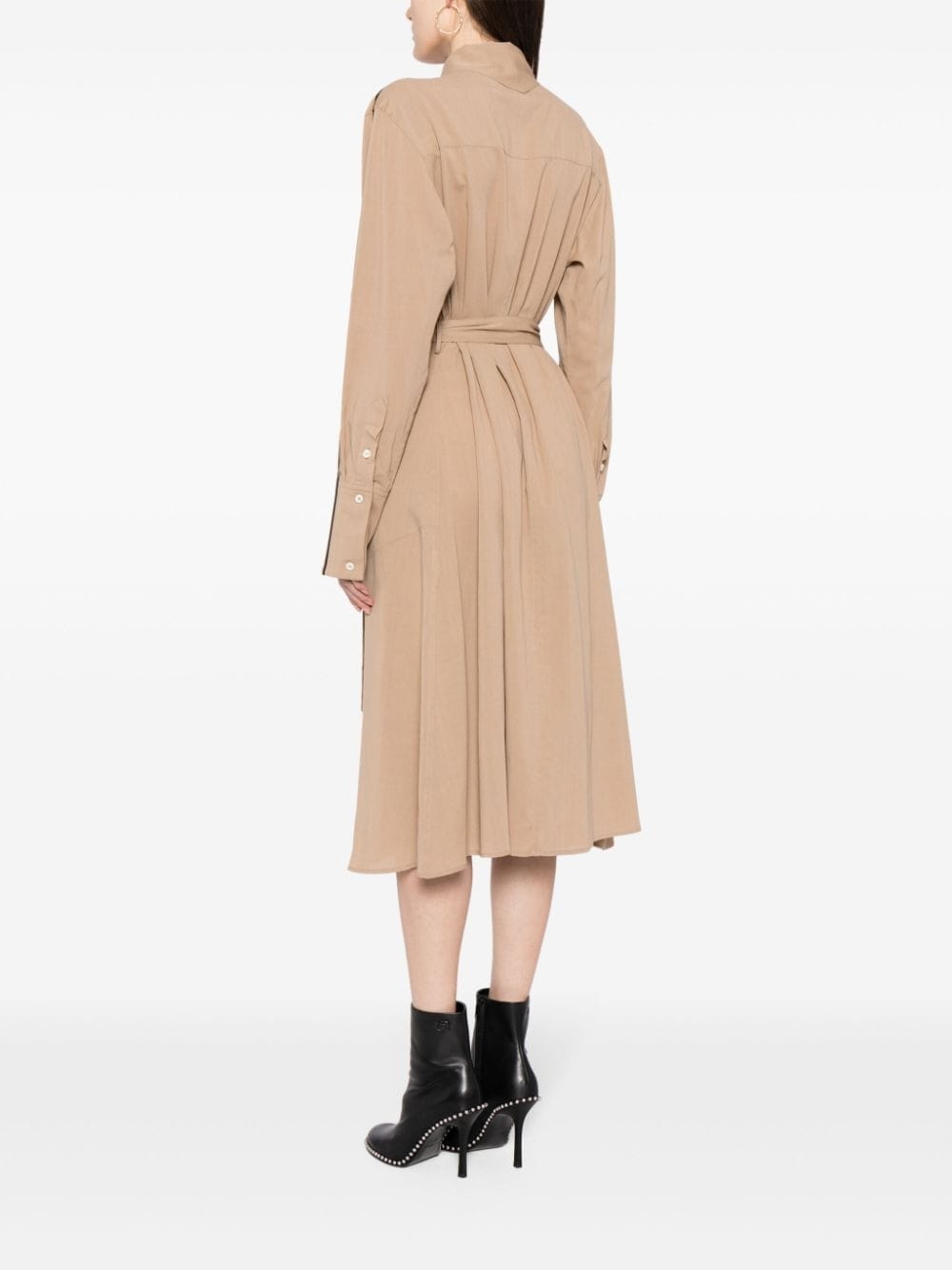 belted-waist button-down dress - 4