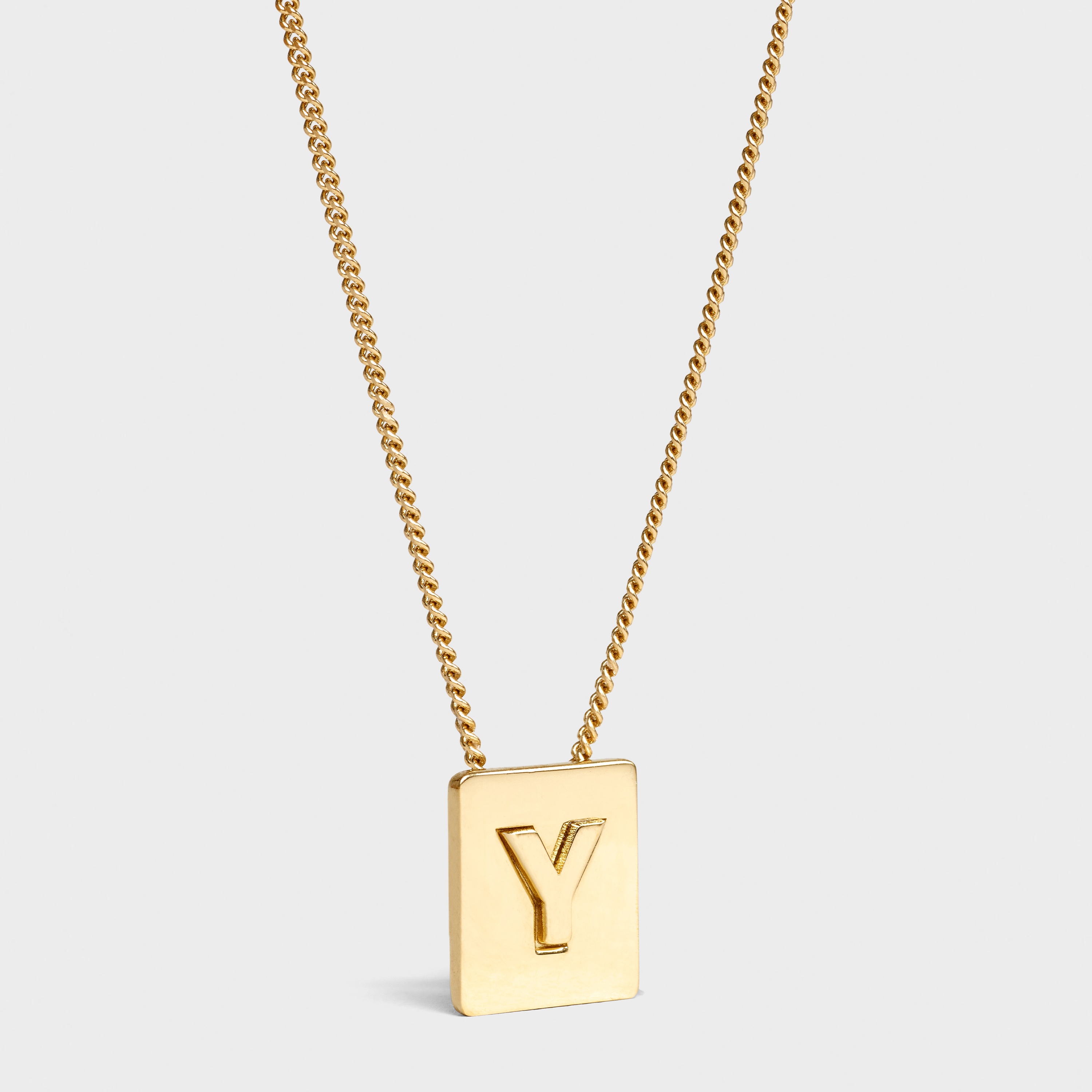 Alphabet Y Necklace in Brass with Gold finish - 1