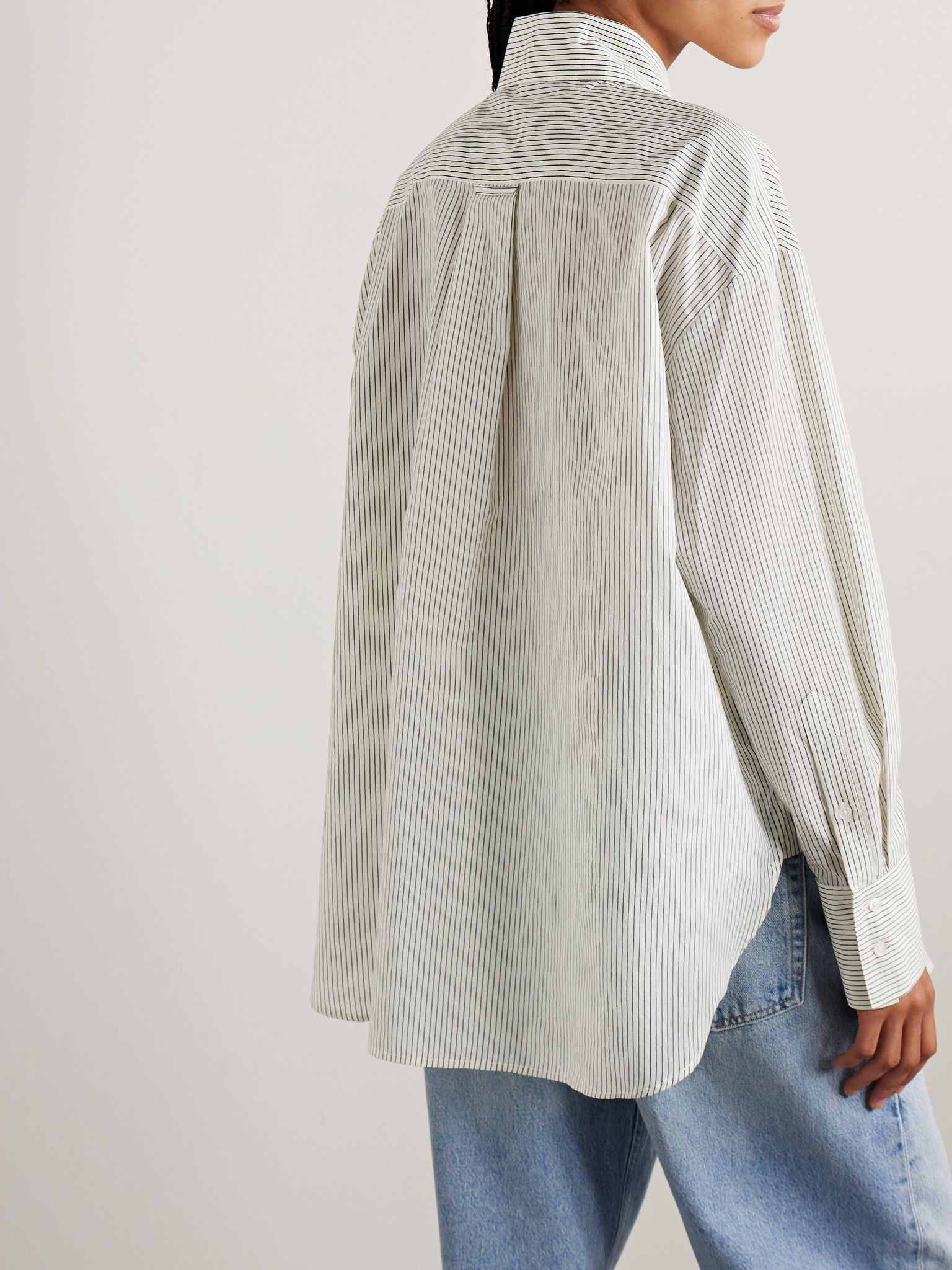Big Joe oversized striped cotton-blend shirt Ivory - 4