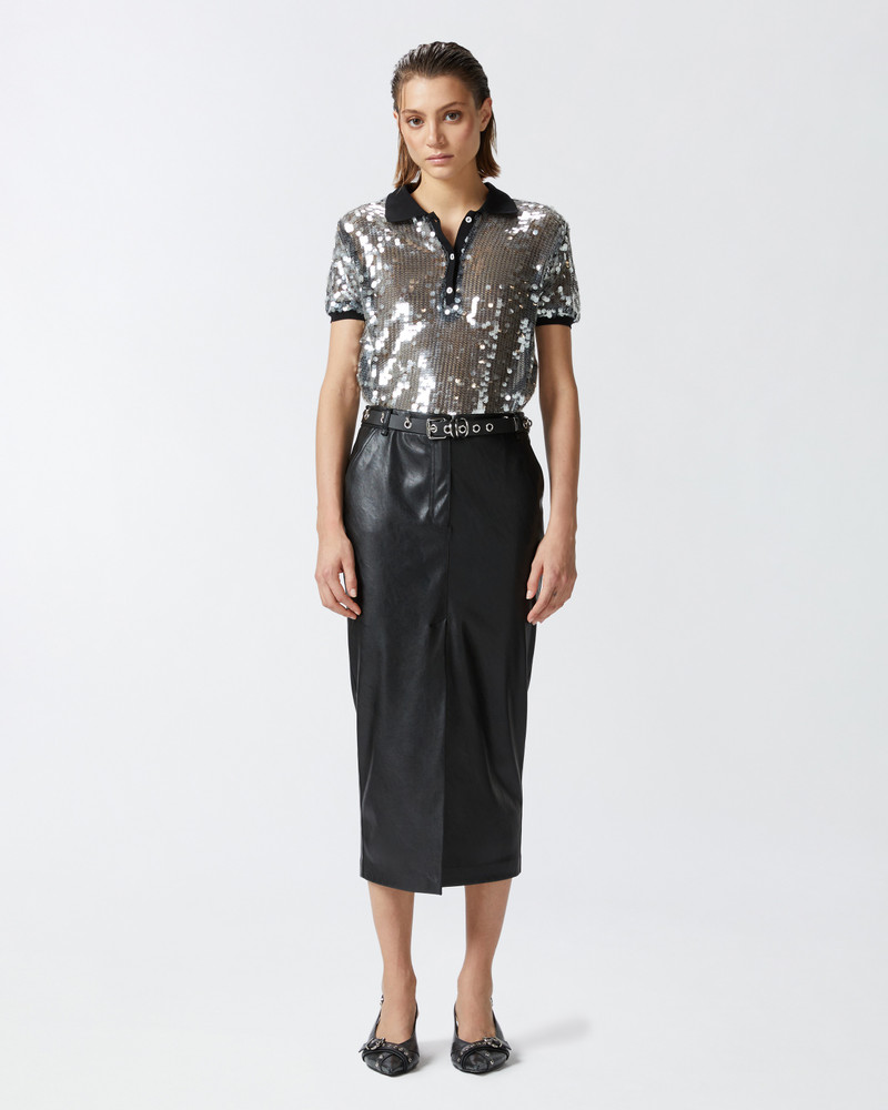 PINKO LEATHER-EFFECT MIDI SKIRT WITH SLIT AT THE HEM outlook