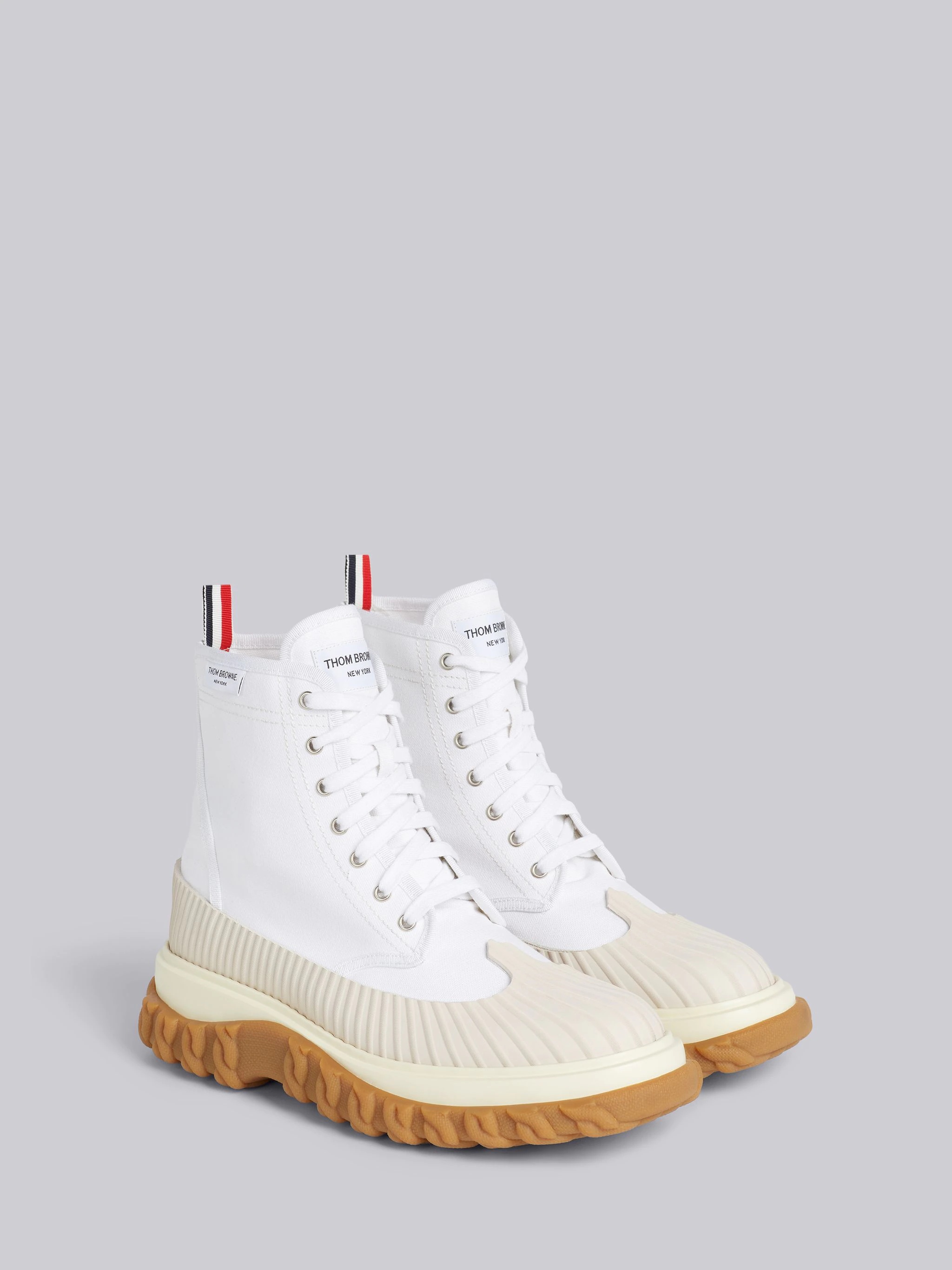 White Canvas 3-piece Molded Rubber Sole Chelsea Duck Boot - 3