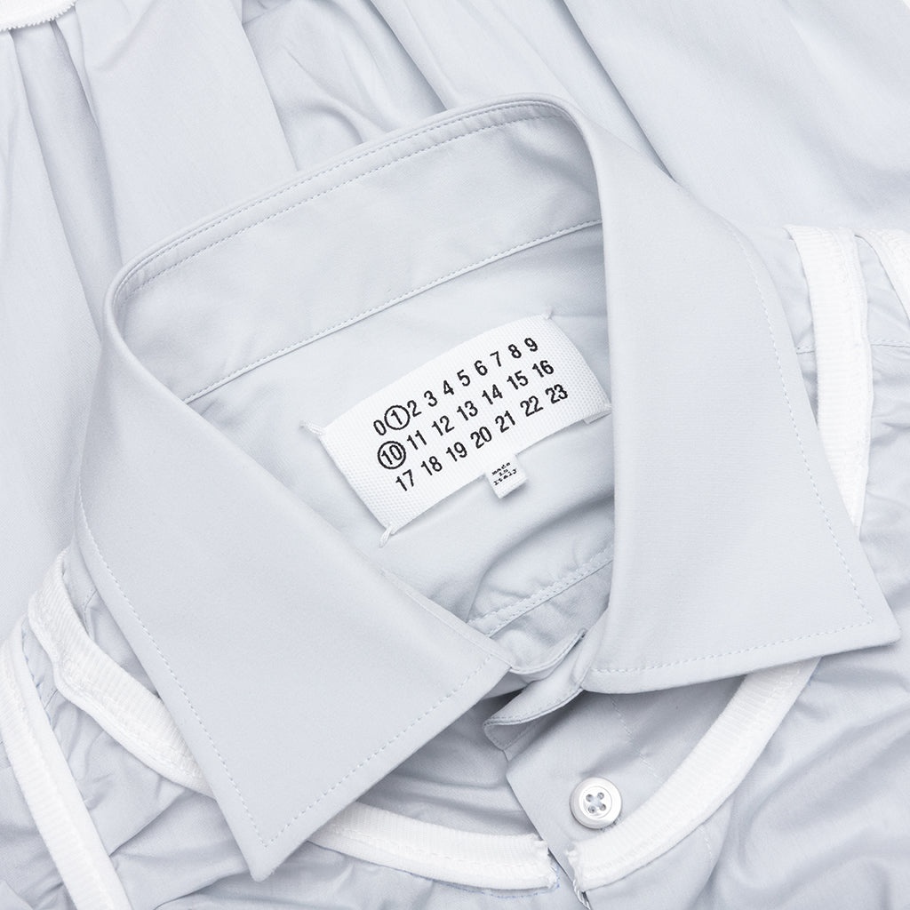 LOOSE FIT BUTTON SHIRT WITH WHITE ACCENTS - LIGHT BLUE - 3
