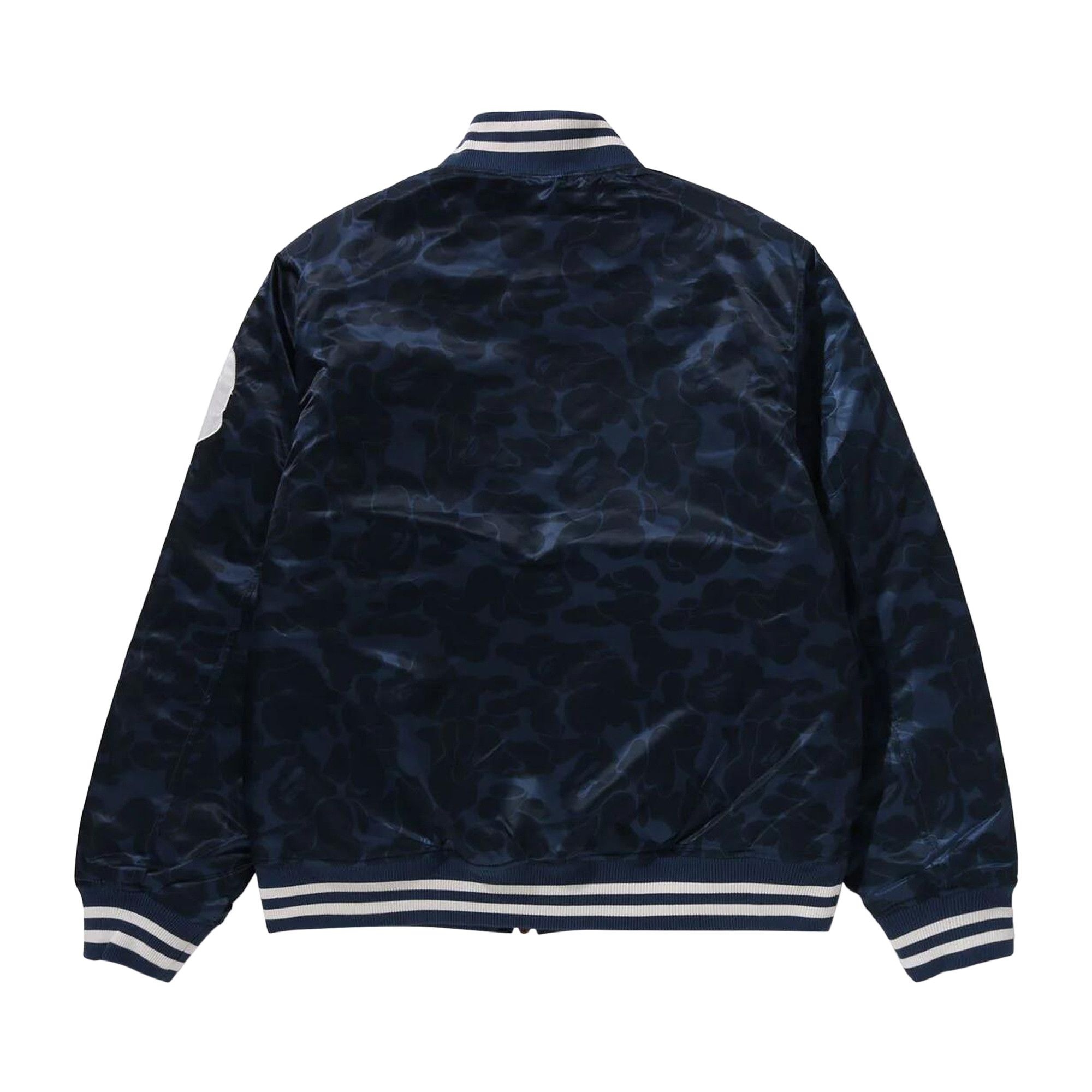 BAPE Solid Camo NYC Logo Nylon Varsity Jacket 'Navy' - 2