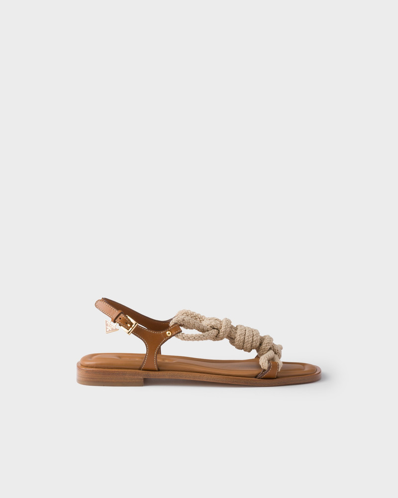 Prada Flat leather and cord sandals outlook