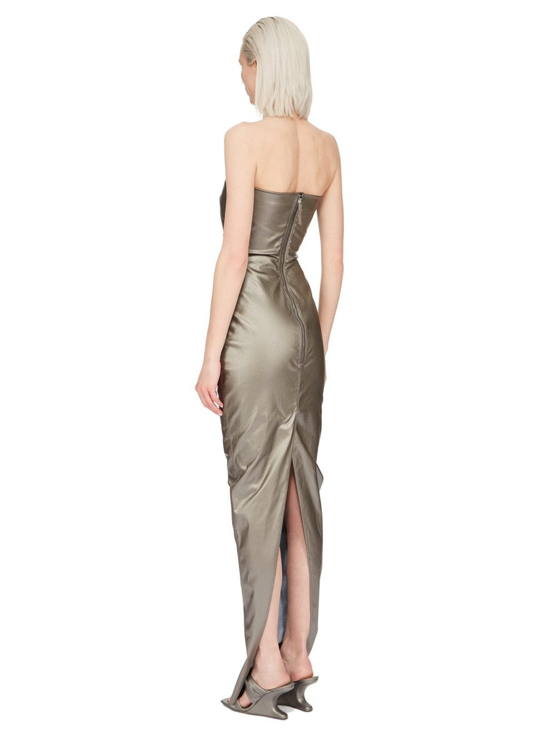 Lido strapless paneled metallic coated-denim gown 3