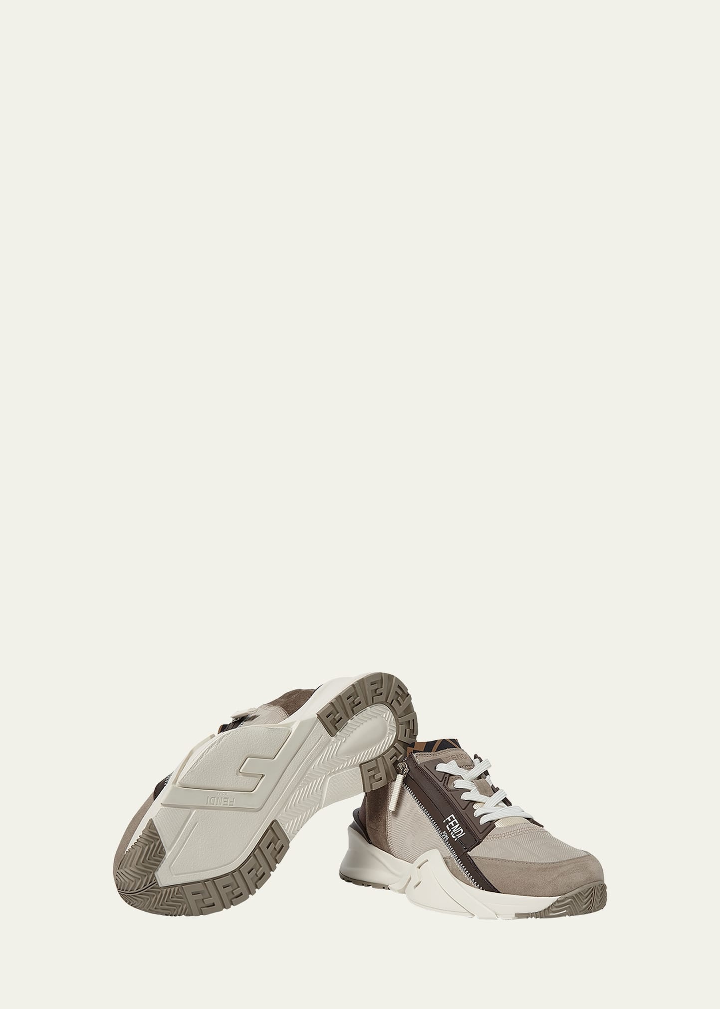 Men's Fendi Flow Nubuck Leather Low-Top Sneakers - 3