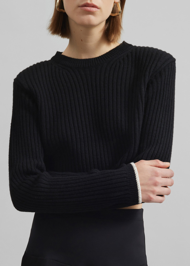 Ritsem Cropped Ribbed Wool Sweater - Black 3