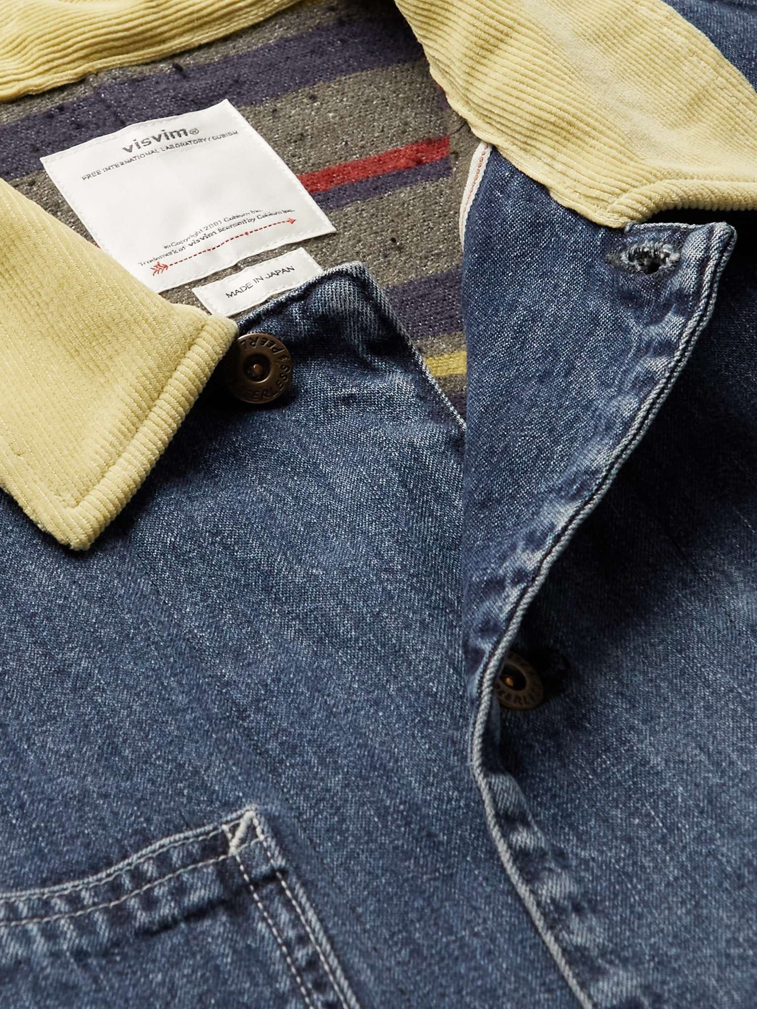 visvim Social Sculpture Corduroy-Trimmed Denim Jacket | REVERSIBLE