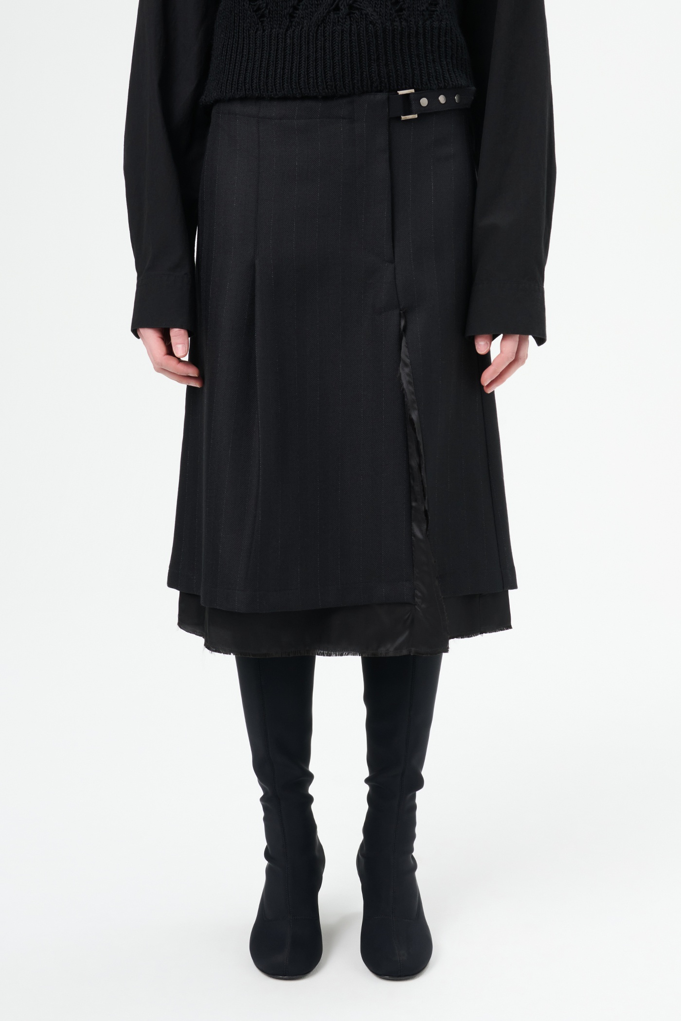 Clasp Skirt Maitre D Black Wool - 2