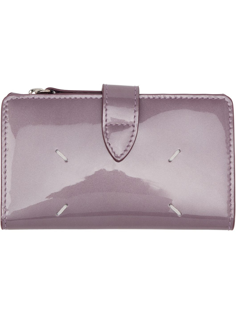Maison Margiela Purple Four Stitches Zip Card Holder outlook
