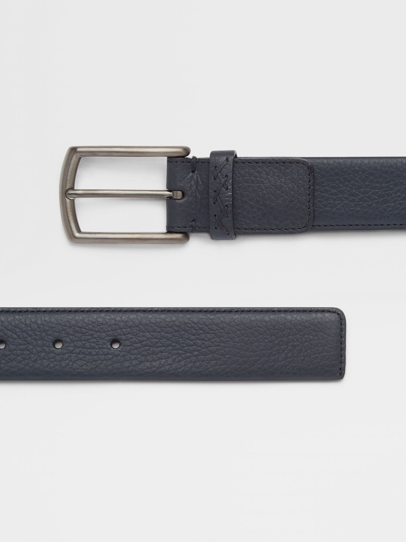 ZEGNA NAVY BLUE LEATHER BELT outlook