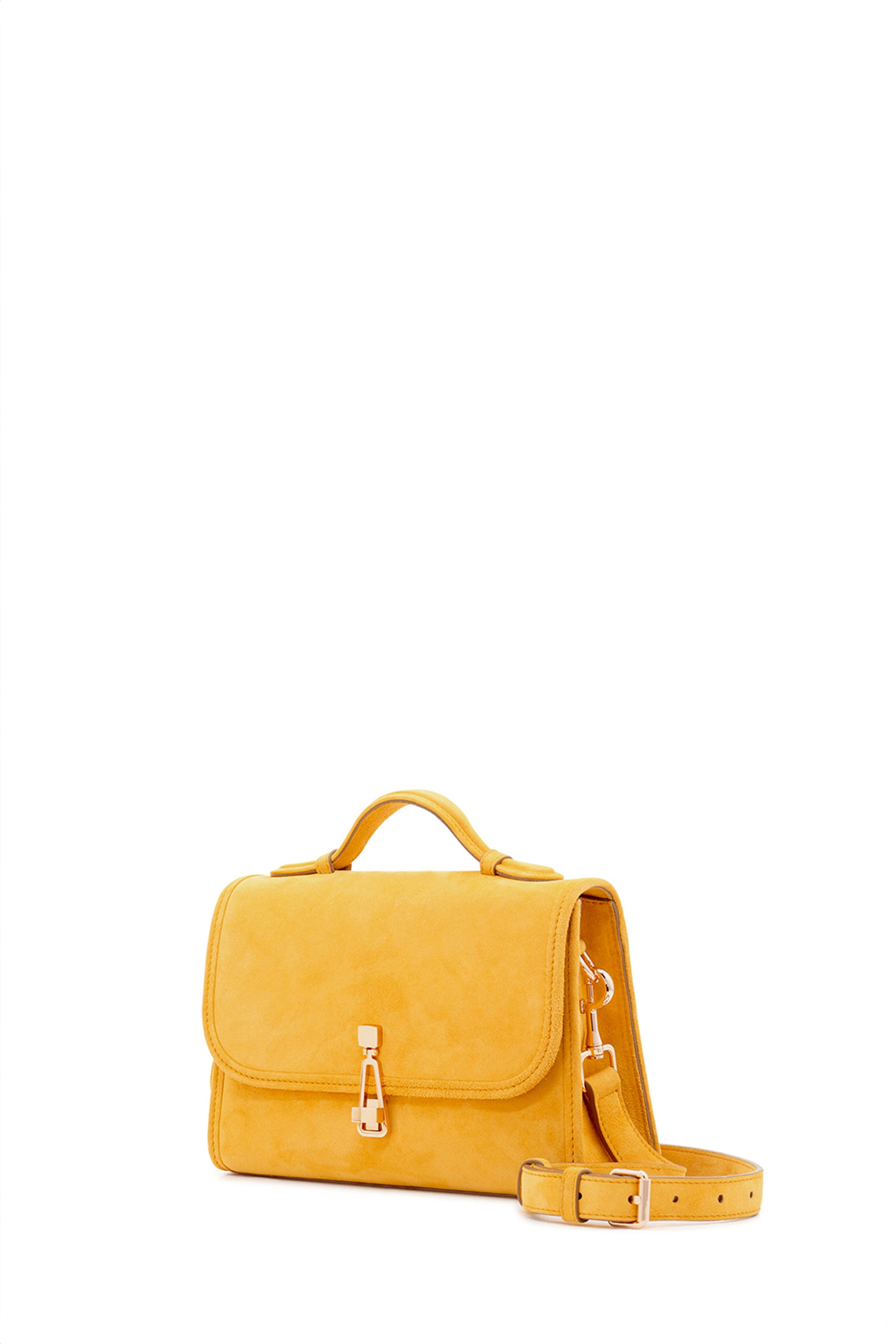 Small Leonora Flap Bag in Golden Birch Suede - 2