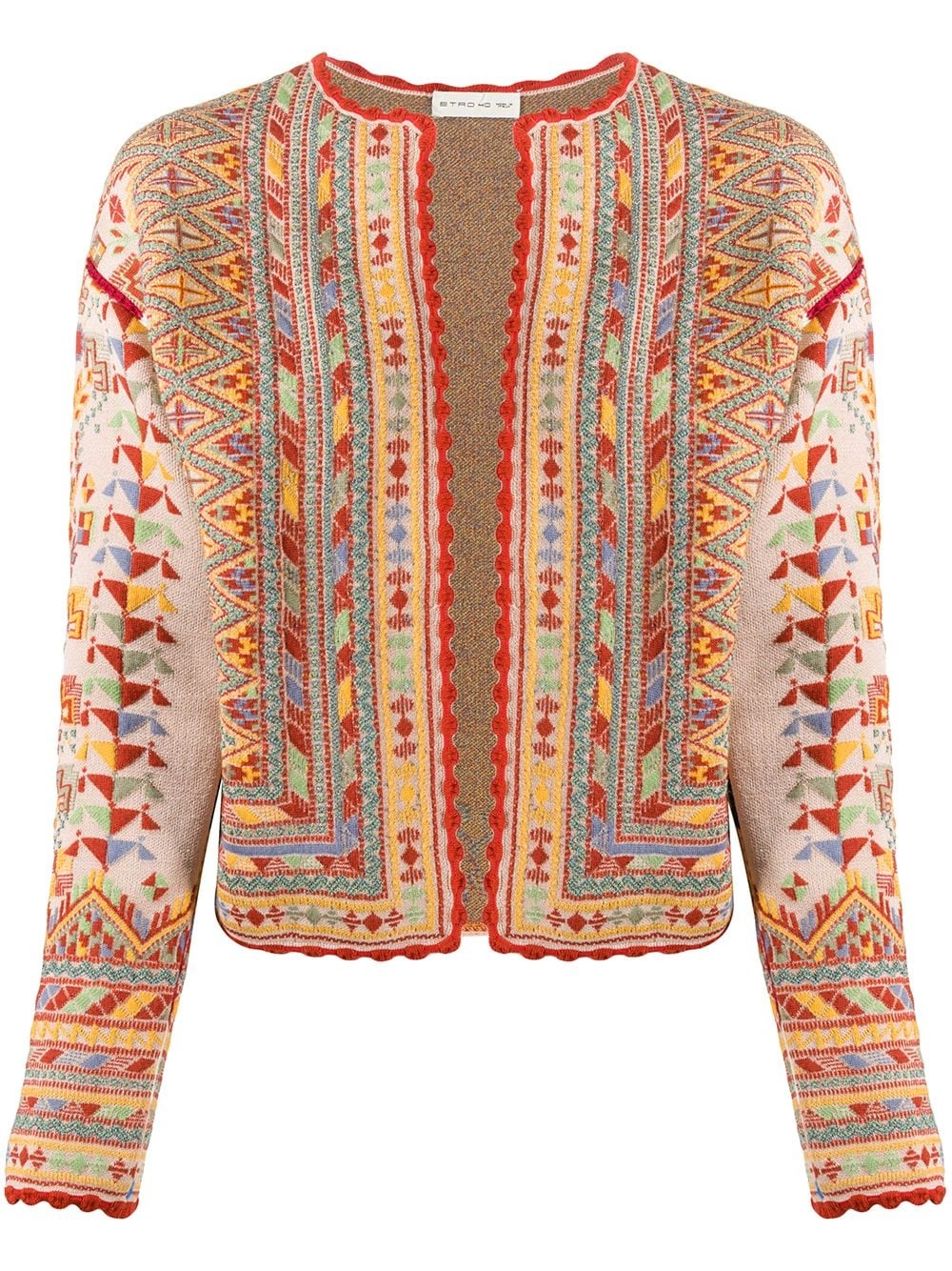 geometric-pattern knitted jacket - 1