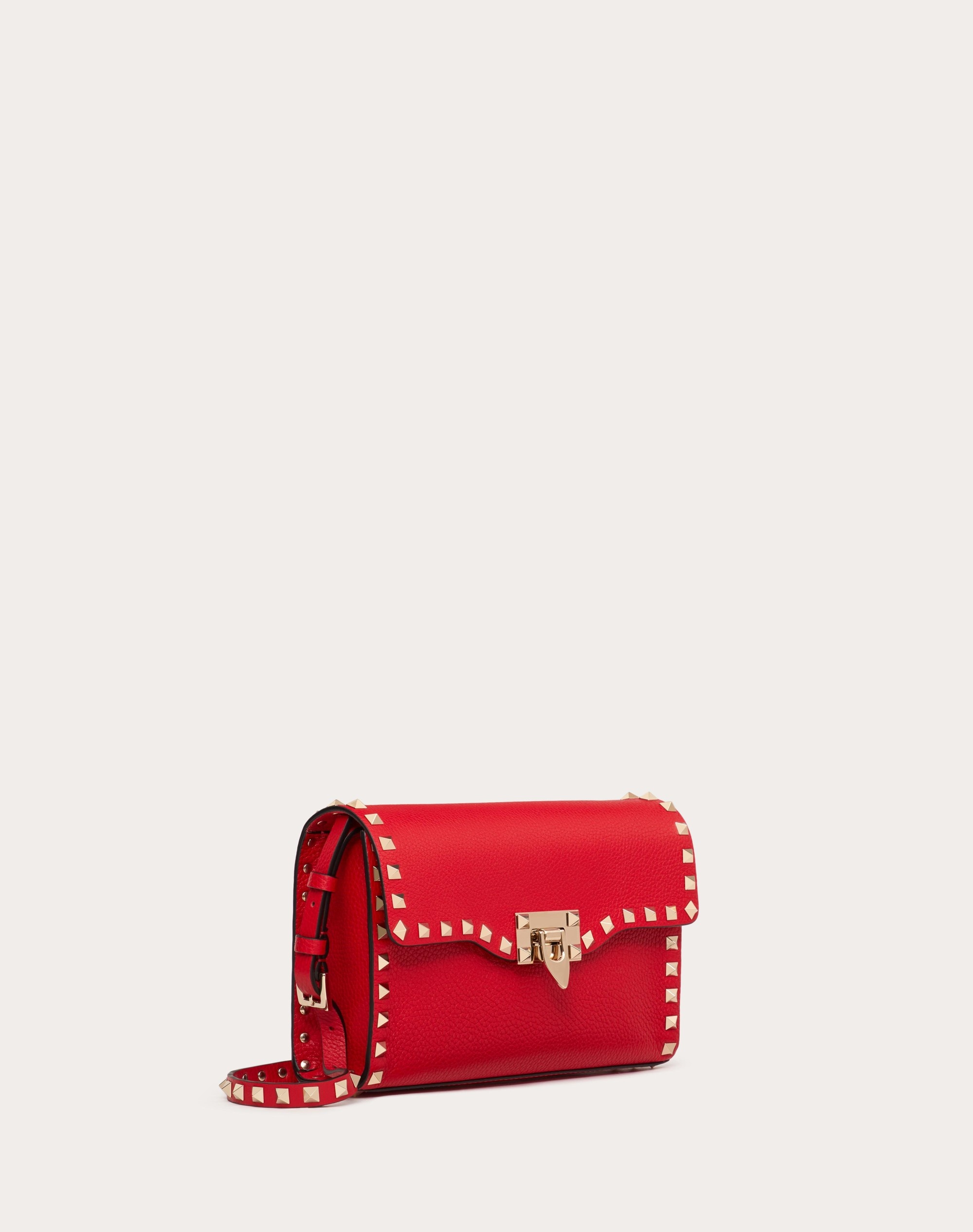 SMALL ROCKSTUD GRAINY CALFSKIN HANDBAG